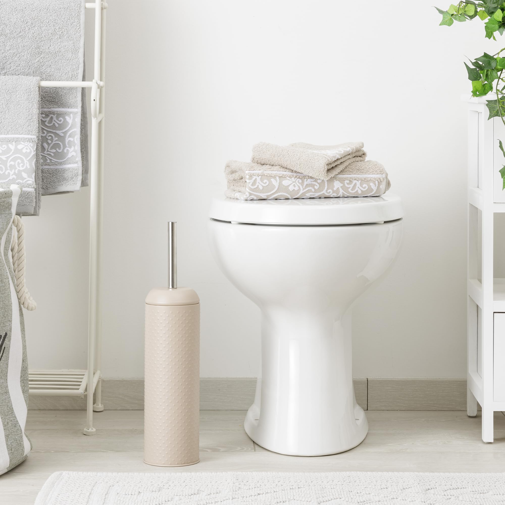 Baroni Home Dotty Portascopino Tortora Metallo con Scopino