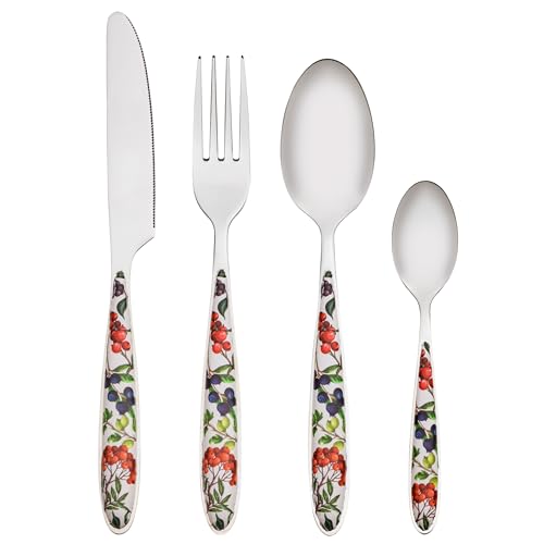 Baroni Home set posate 24 pz acciaio inox bacche 6 persone