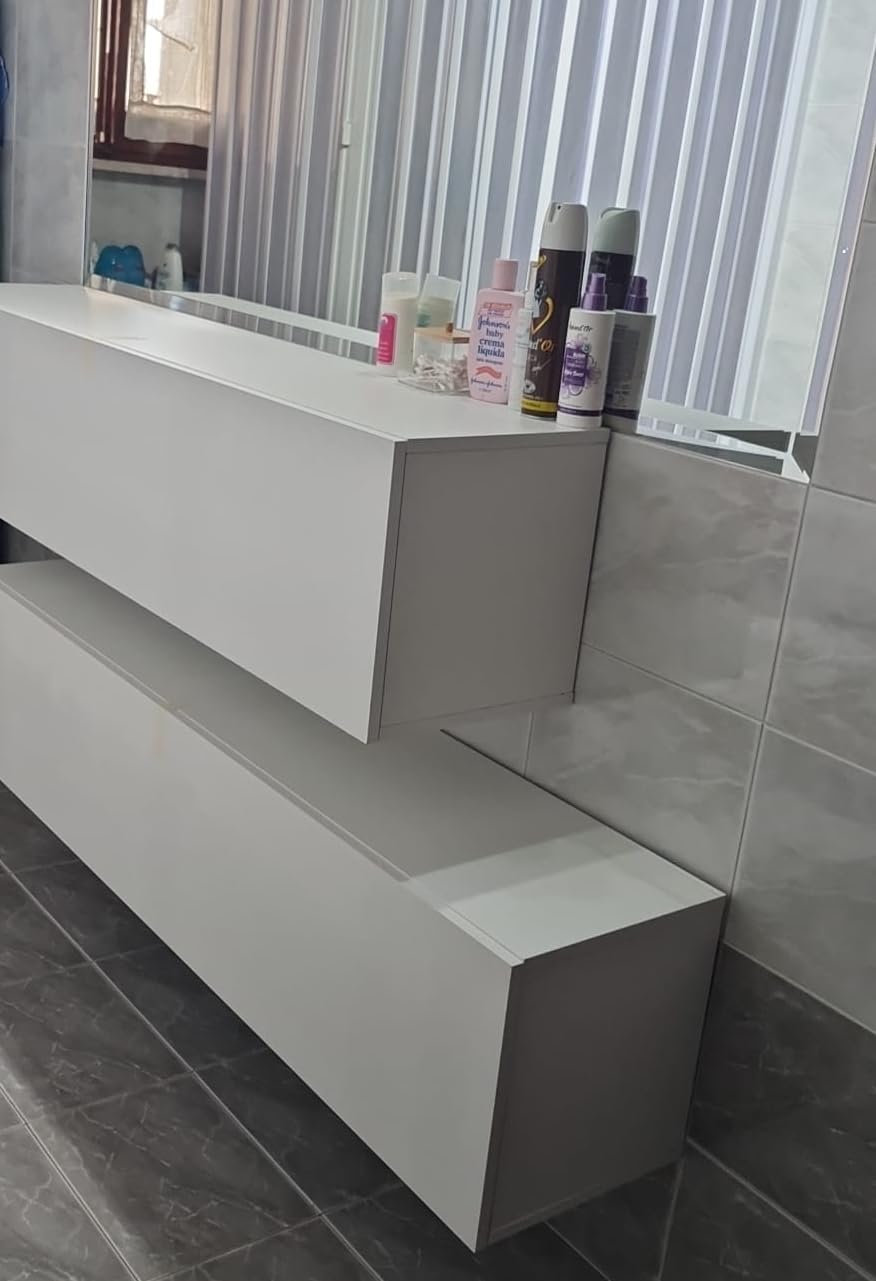 Baroni Home mobile TV sospeso 3 cassetti bianco 140 cm MDF