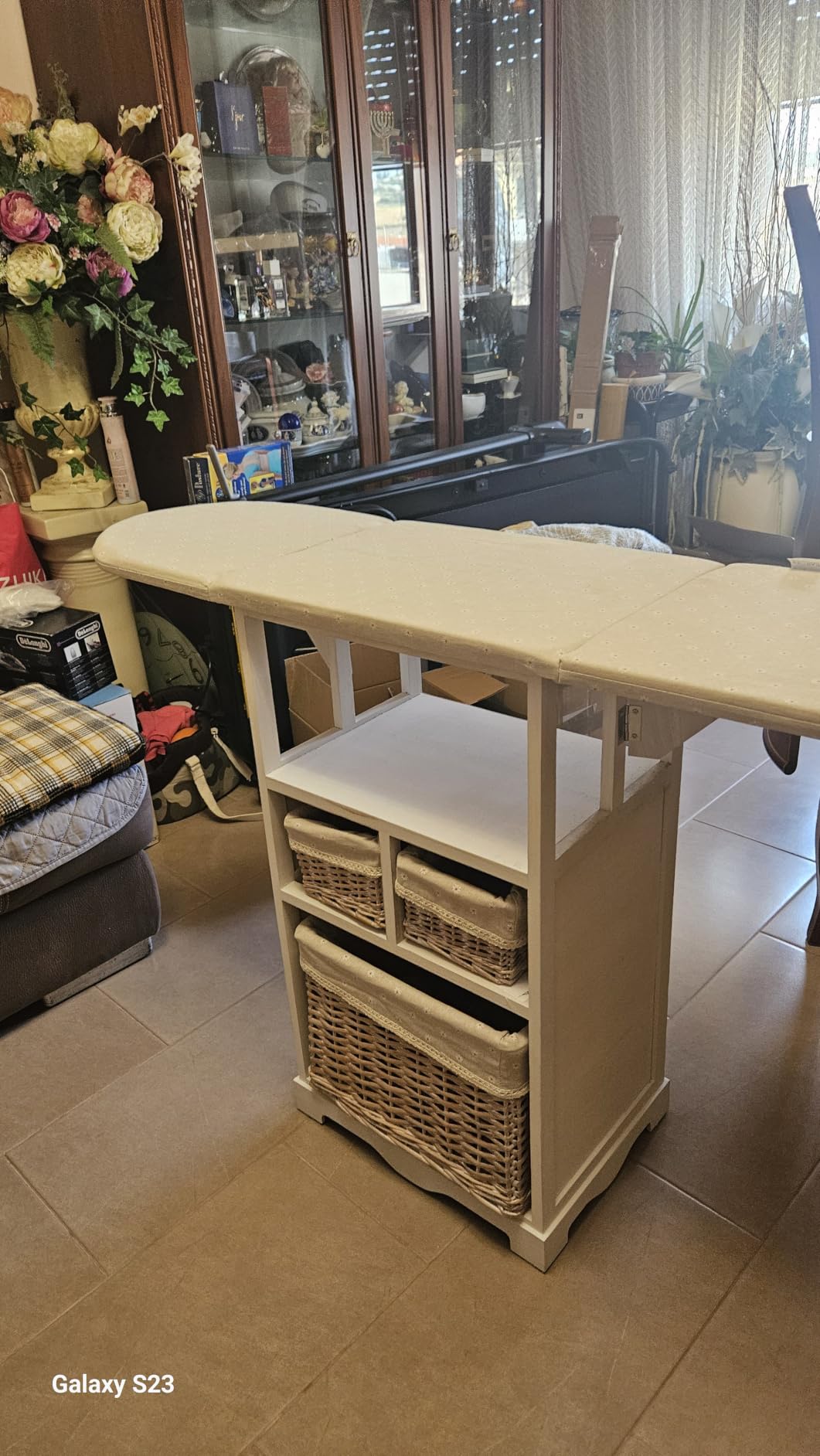 Baroni Home Mobile da Stiro Bianco 3 Cesti 54x36x86 cm