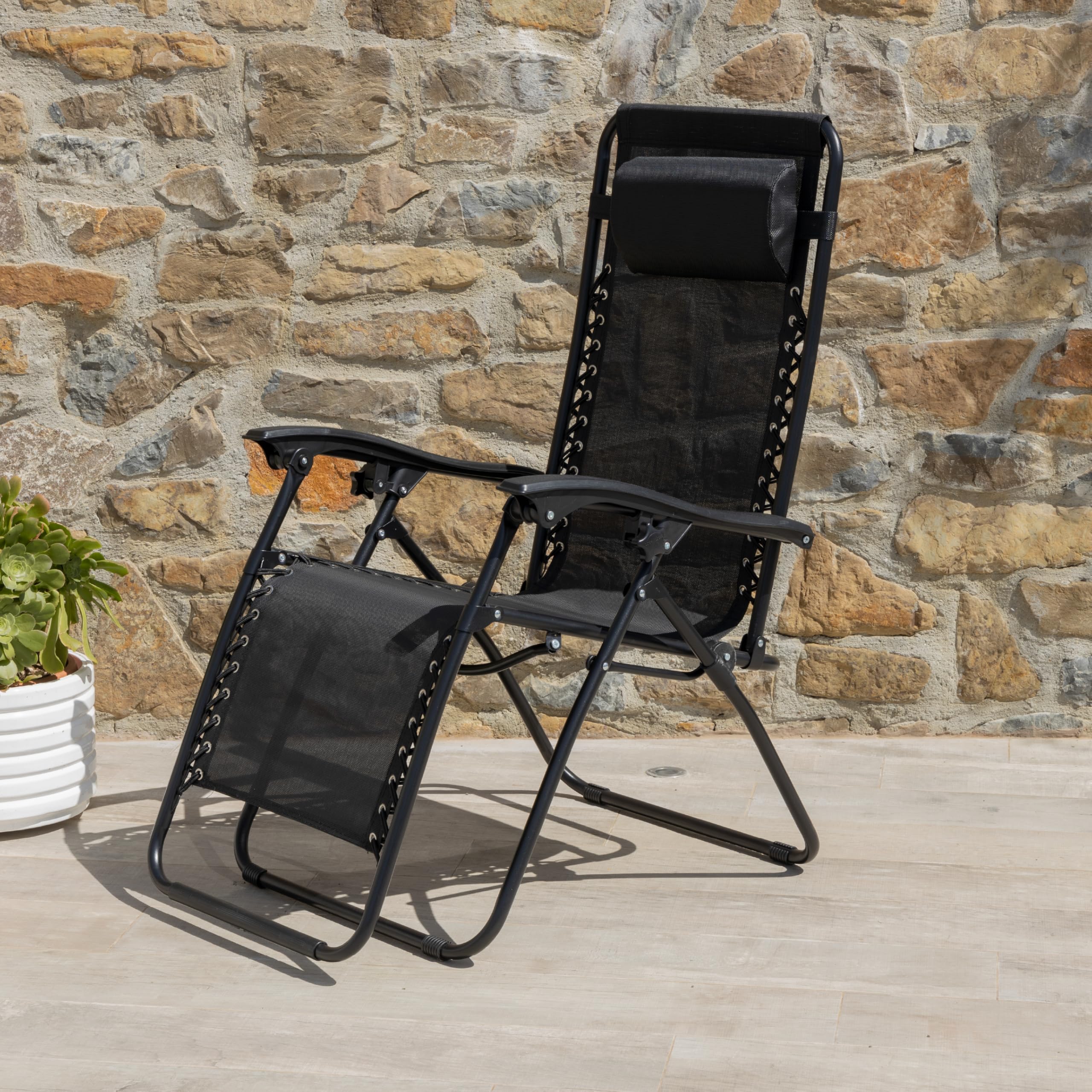 Baroni Home sdraio zero gravity pieghevole giardino nero