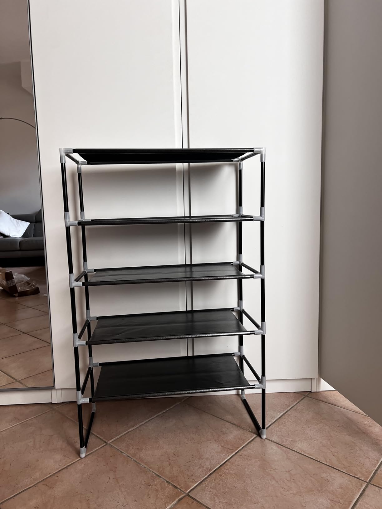 Baroni Home scarpiera salvaspazio nera 4 ripiani 57x28x72 cm
