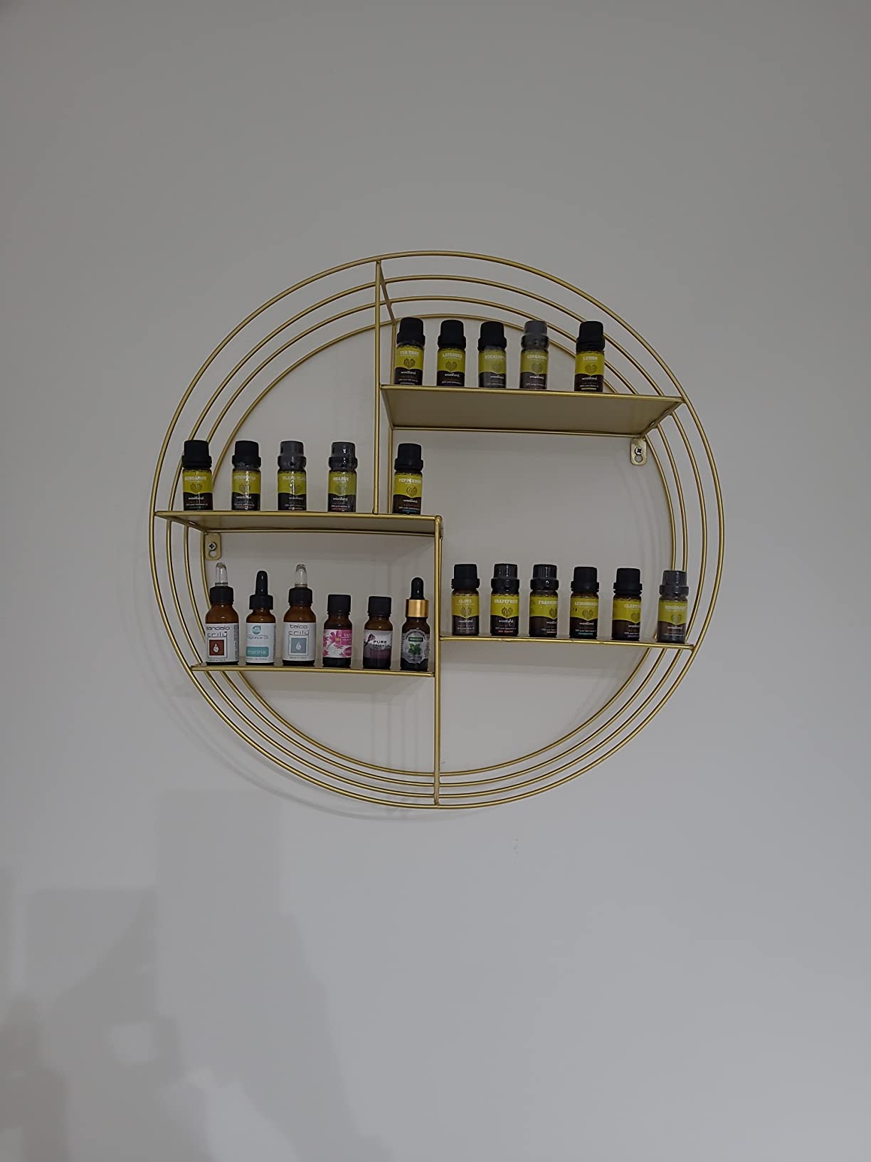 Baroni Home Mensola Muro Rotonda Oro 48x16x48 cm 4 Ripiani