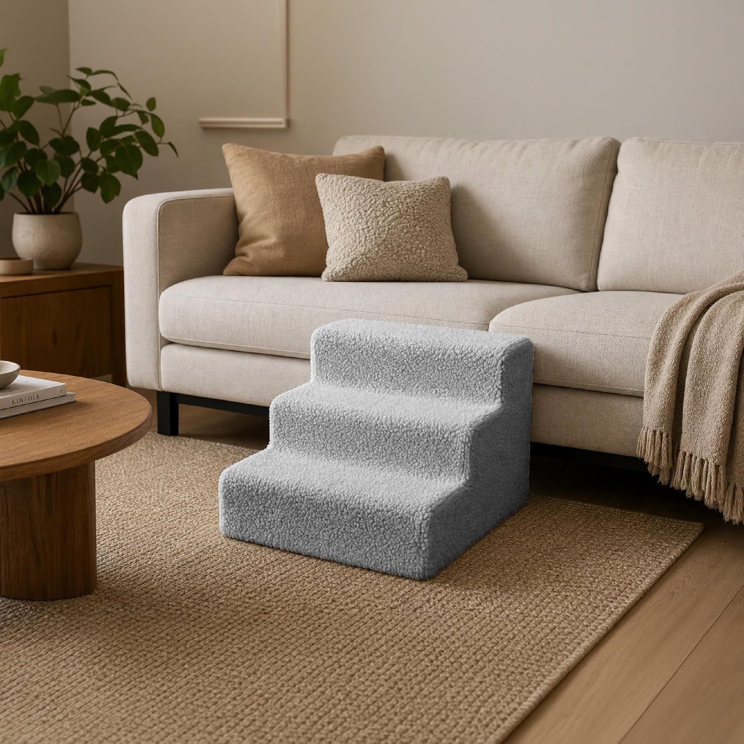 Baroni Home Scaletta Cani 3 Gradini Grigio 35x45x30 cm