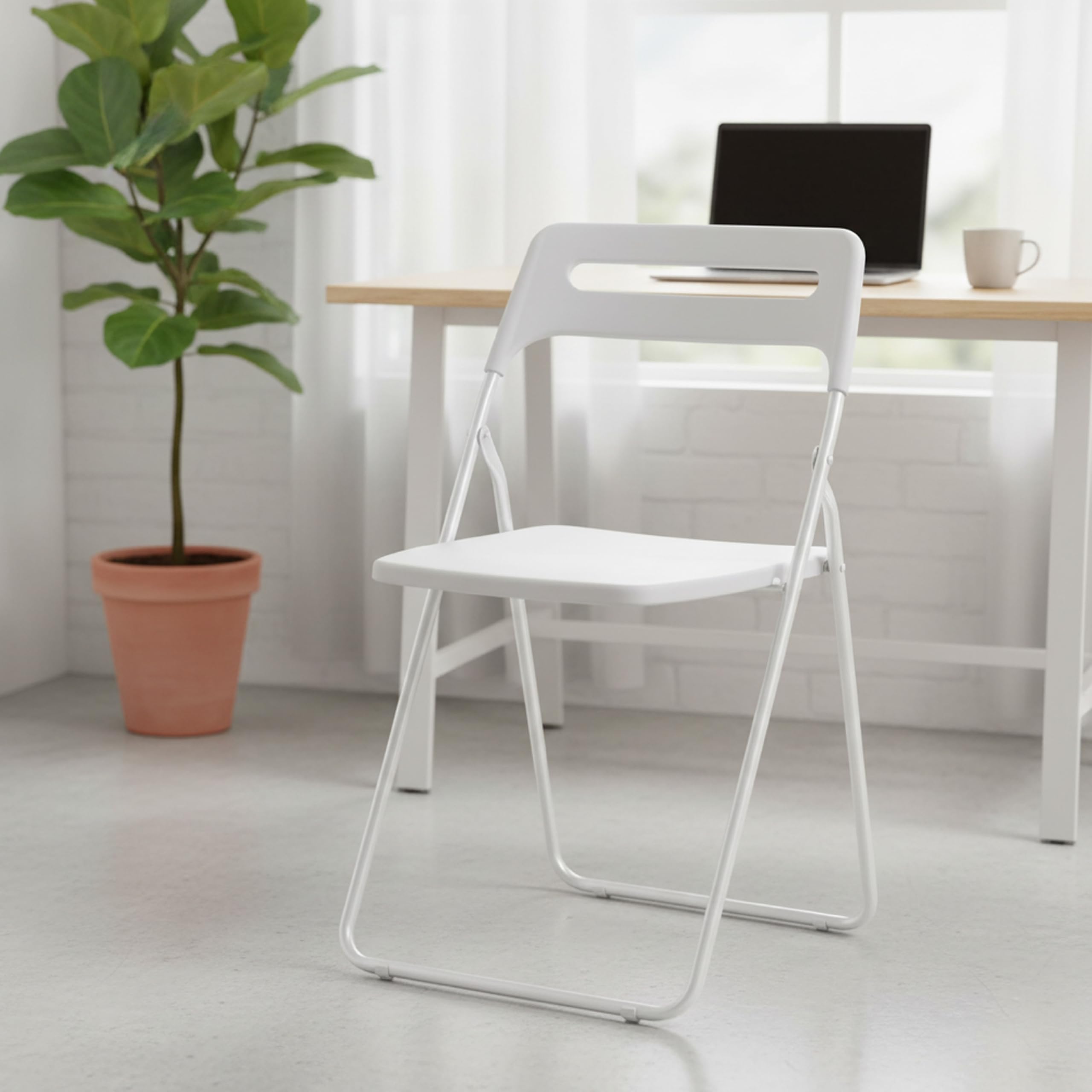 Baroni Home Sedia Pieghevole Bianca 1 Pezzo Acciaio