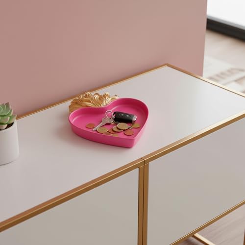 Baroni Home Sacro Cuore Svuotatasche Resina Rosso 17x22x2 cm
