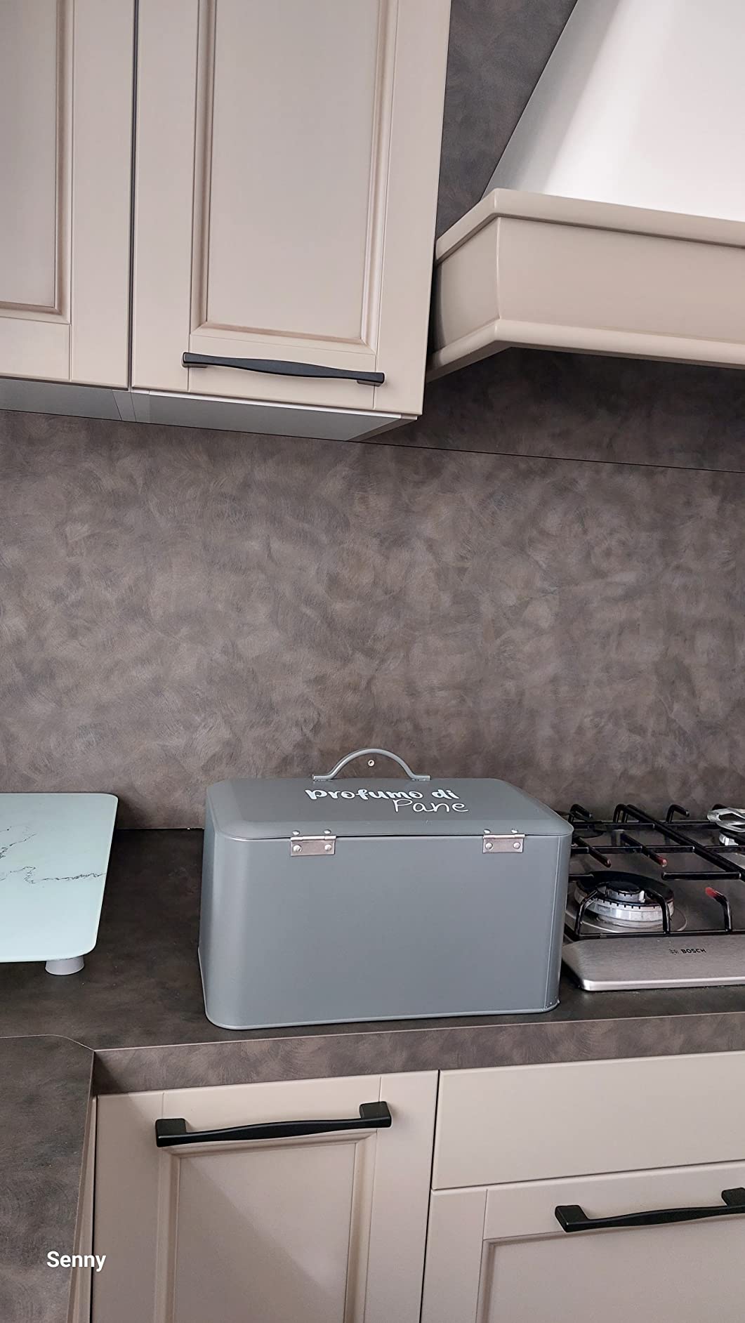 Baroni Home Portapane Metallo Grigio Chiaro 34X19X17 cm