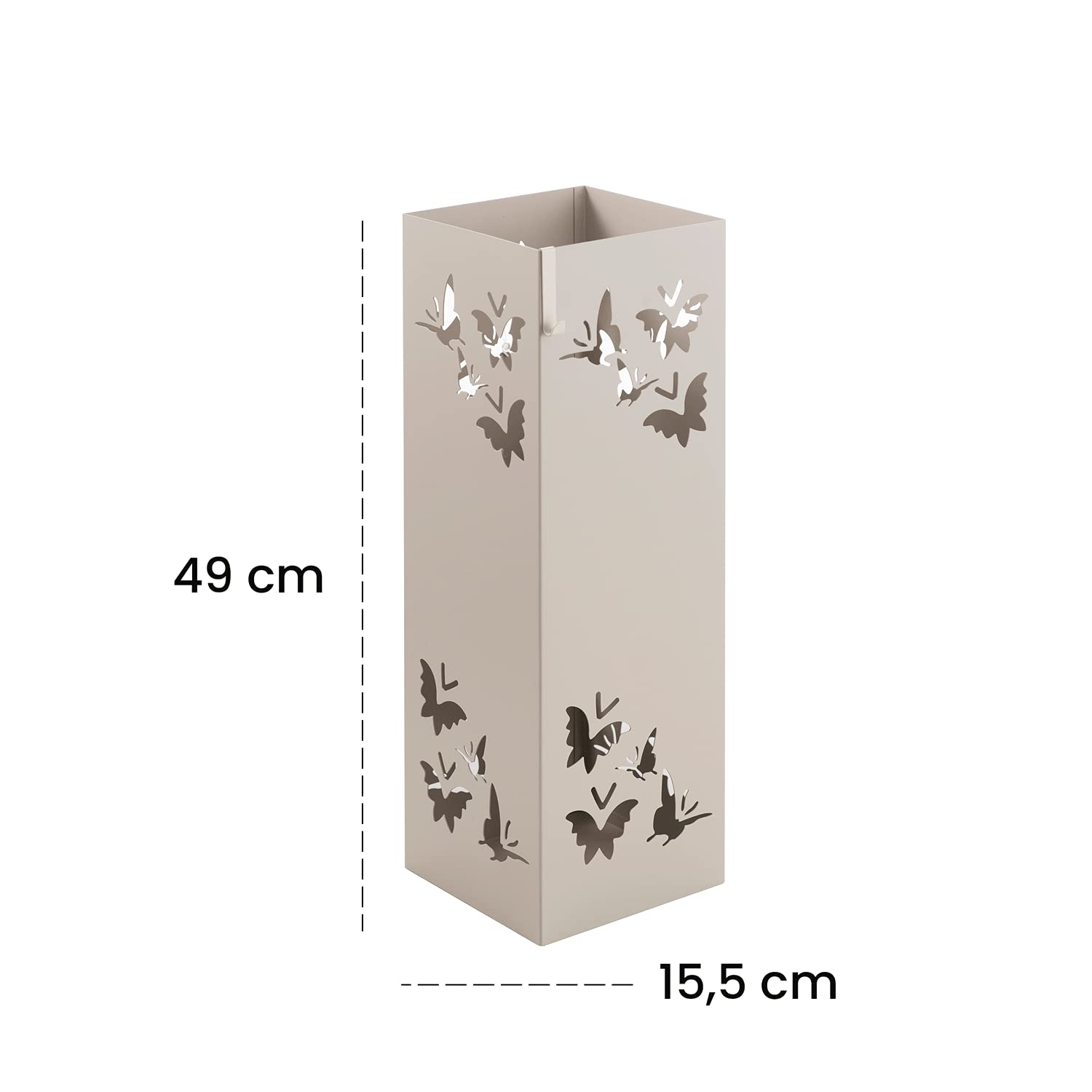 Baroni Home portaombrelli quadrato farfalle metallo grigio tortora