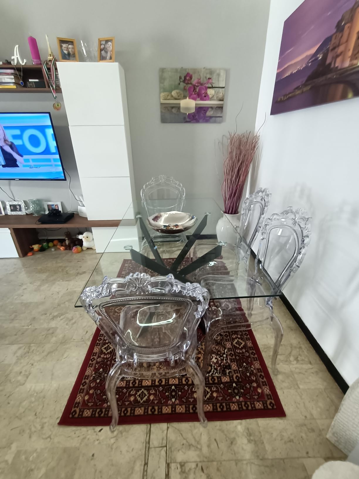 Baroni Home sedia barocca trasparente 4 pezzi policarbonato