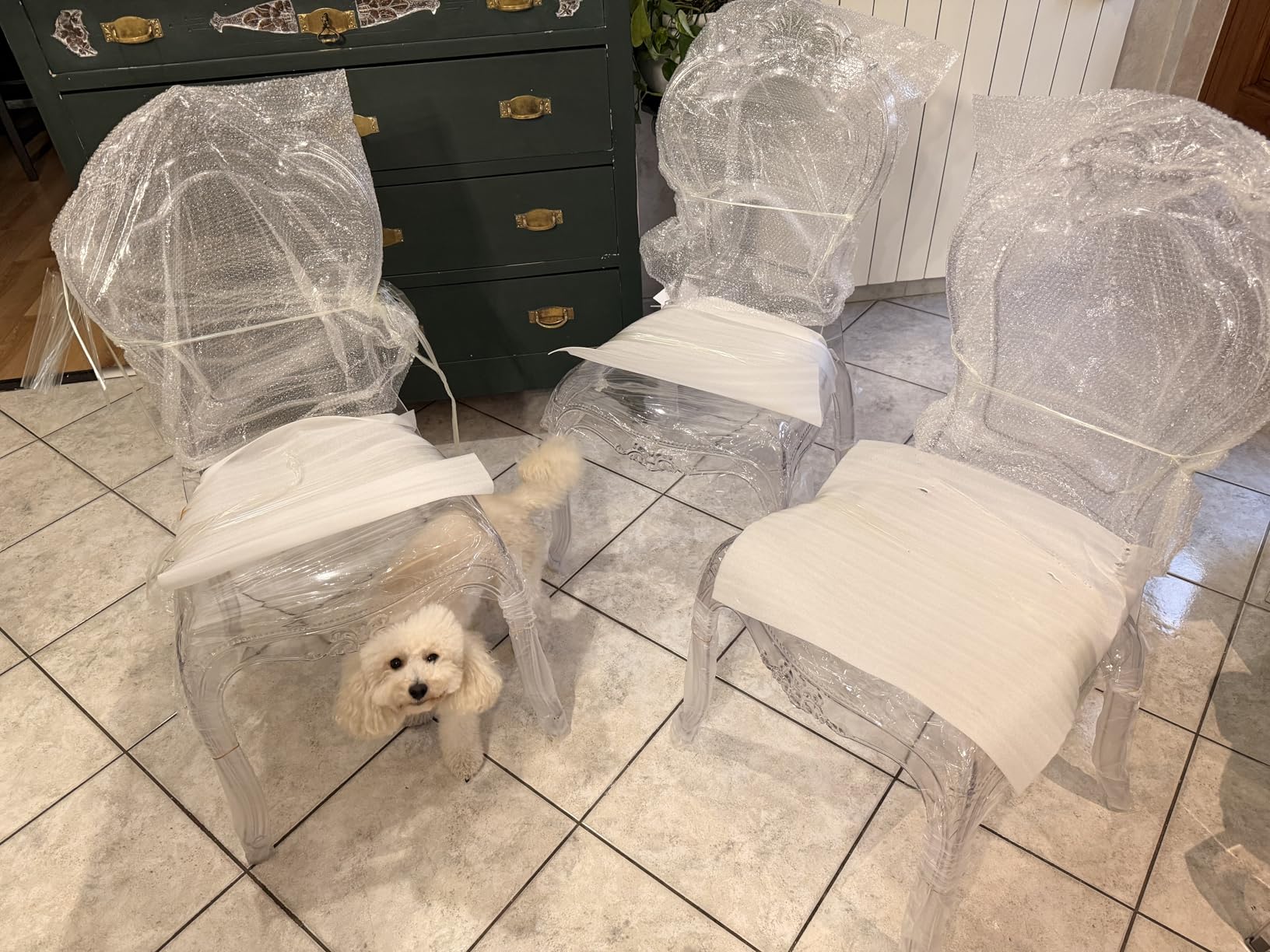 Baroni Home sedia bambù 4 pezzi policarbonato
