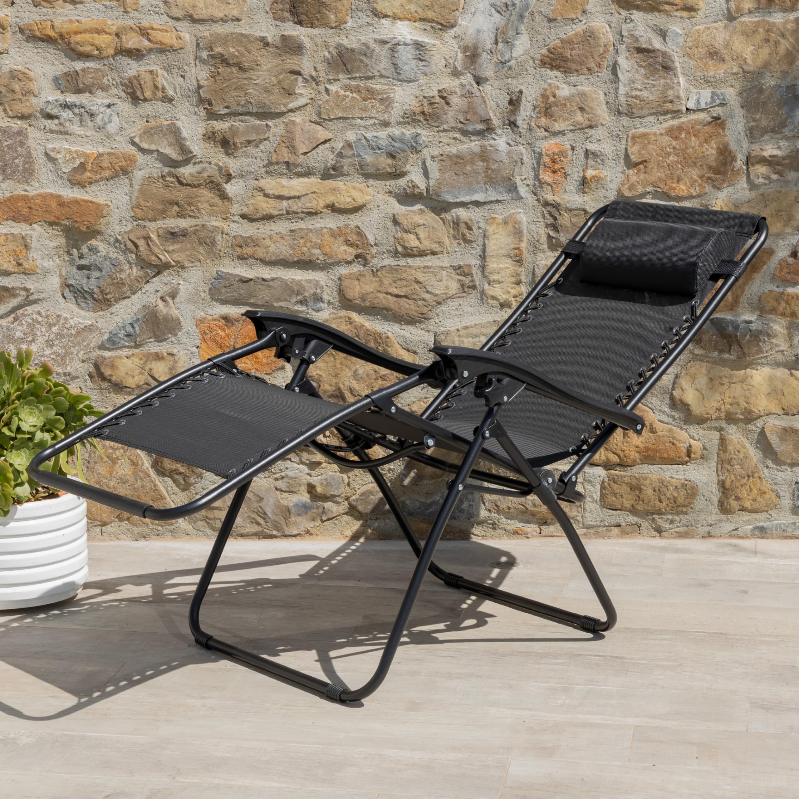 Baroni Home sdraio zero gravity pieghevole giardino nero