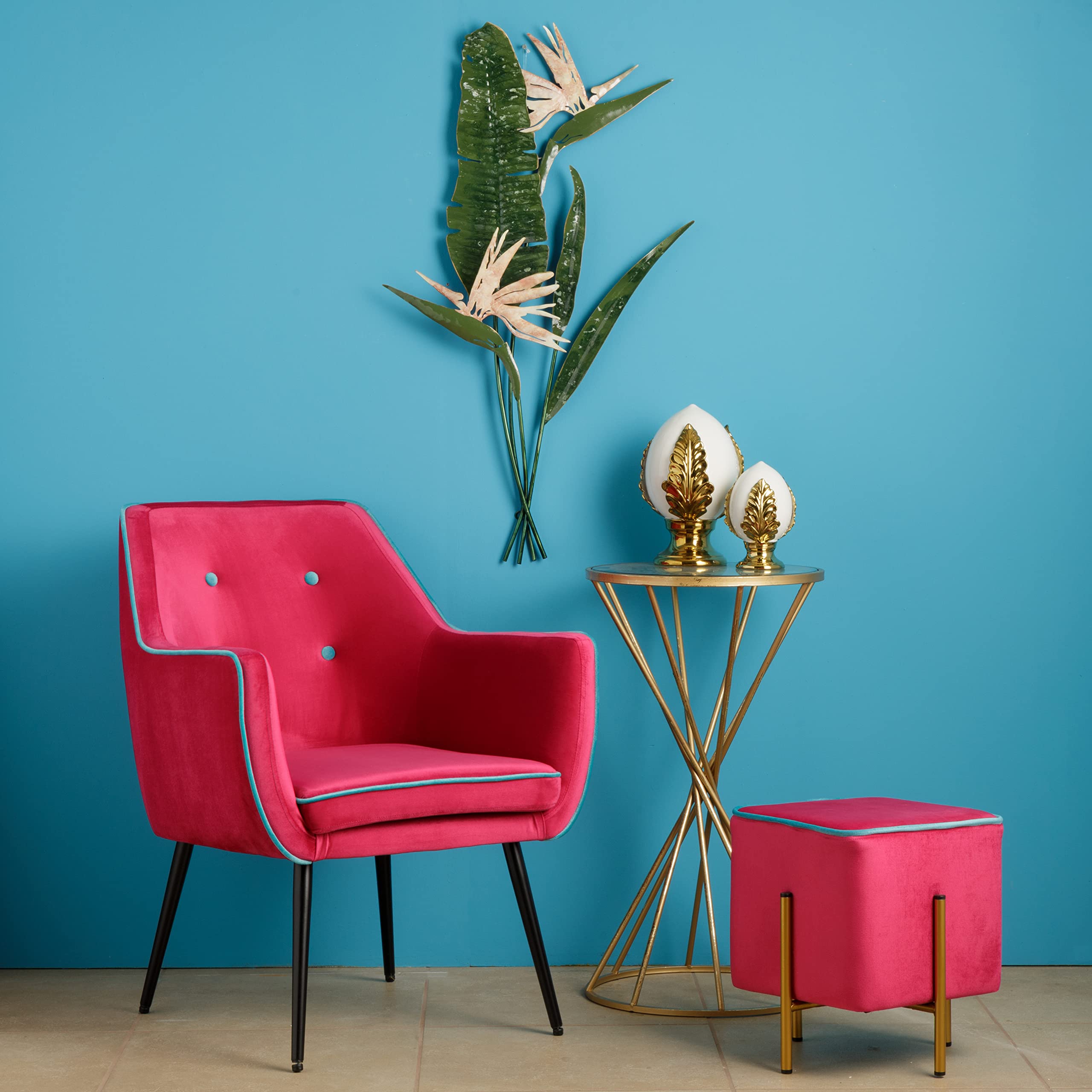 Baroni Quadro 3D in Metallo Strelitzia Moderno 48x8x92 cm