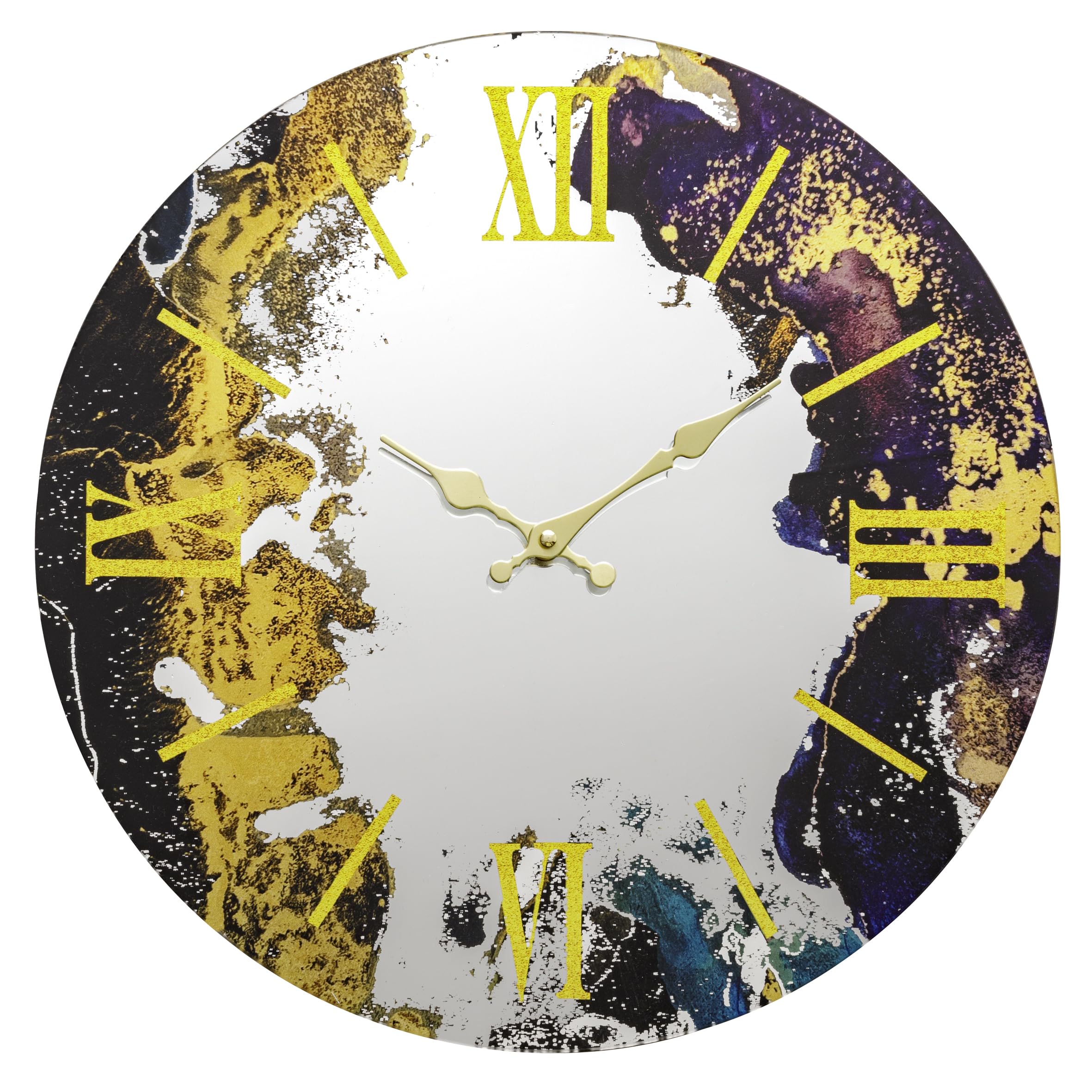 Baroni Home orologio parete vetro marmo specchio 43 cm