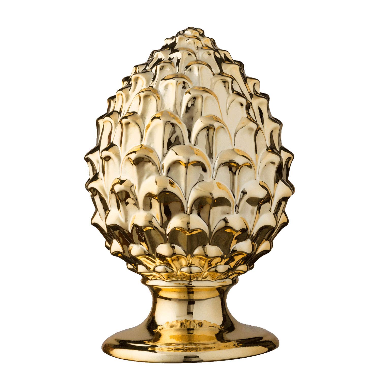 Baroni Home pigna siciliana porcellana bianco oro L 14x14x22 cm