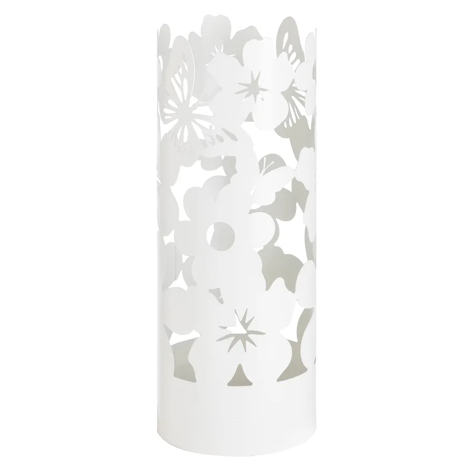 Baroni Home Portaombrelli Flowers Bianco Metallo 19x19x49