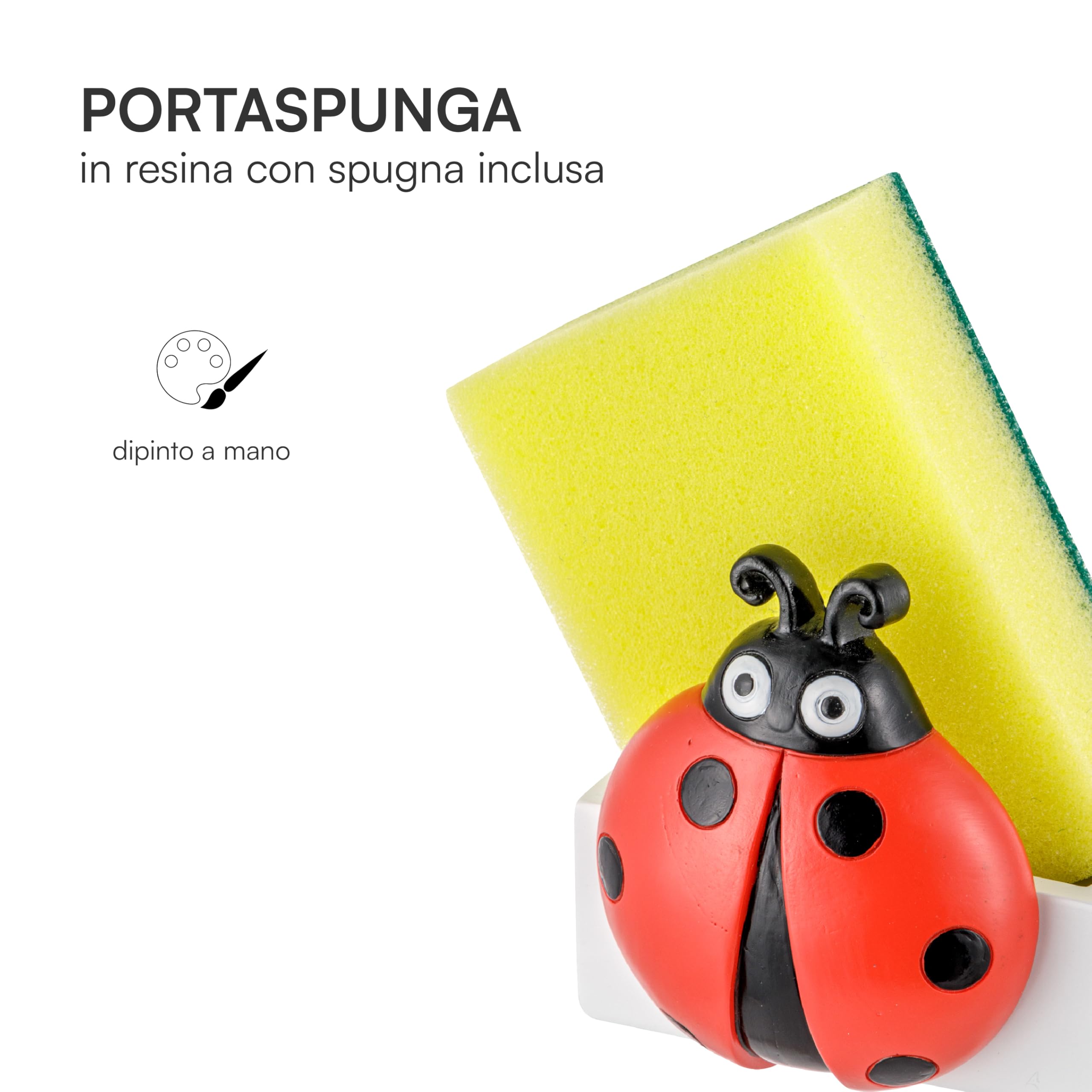 Baroni Home Portaspugna Cucina Coccinella con Spugna