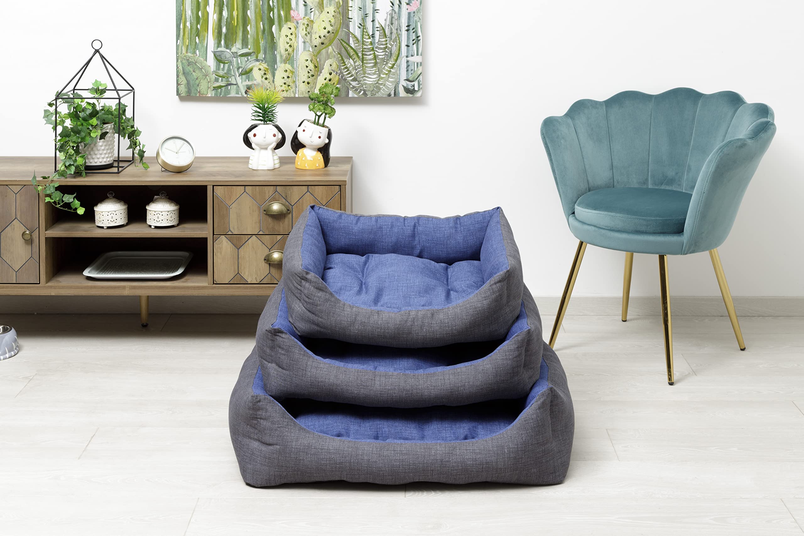 Baroni Home cuccia cane rettangolare grigio blu 60x70 cm