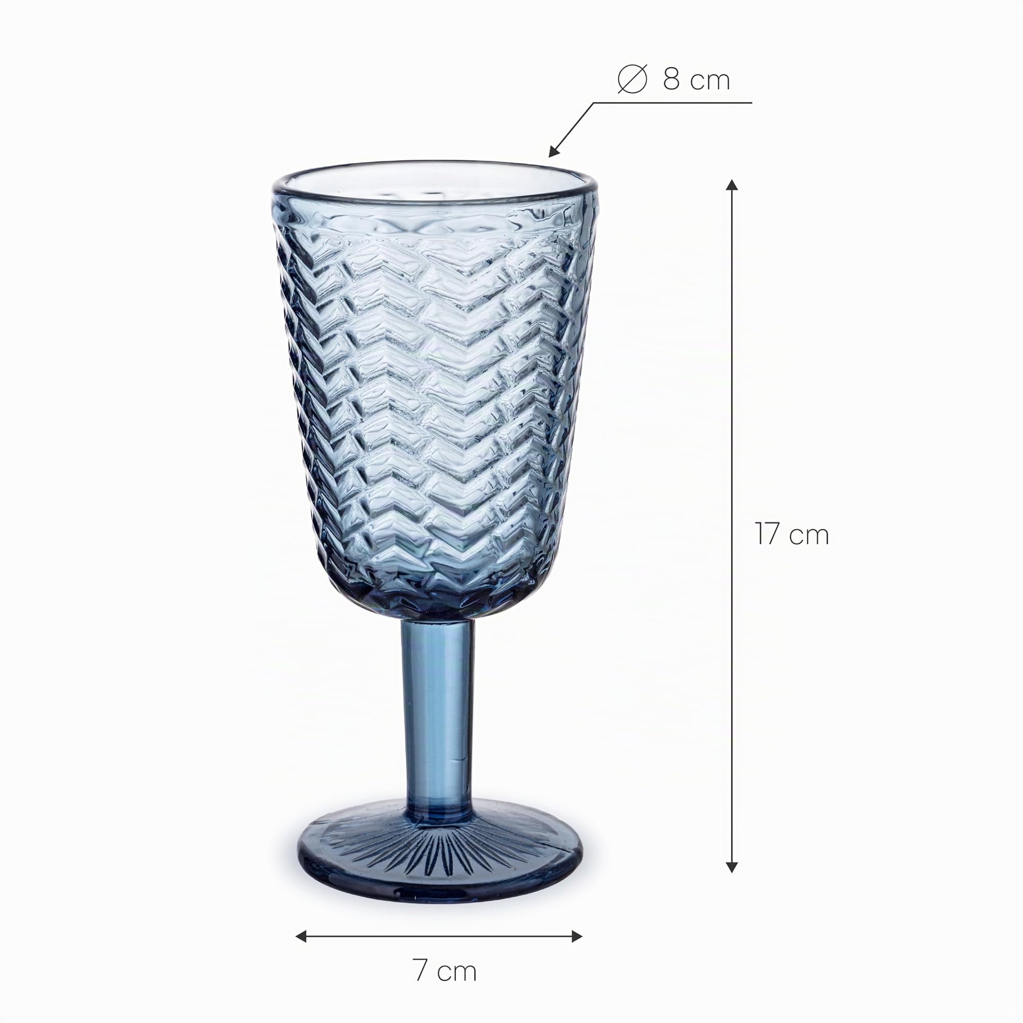 Baroni Home Wave set 6 calici vetro blu 27 cl