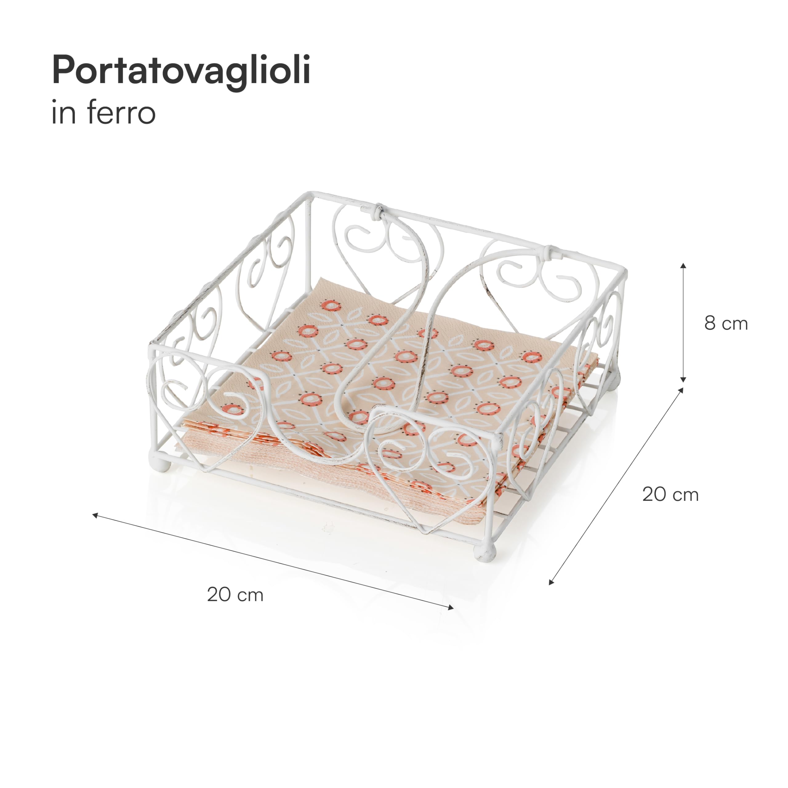 Baroni Shabby Chic portatovaglioli in ferro 20x20x8 cm