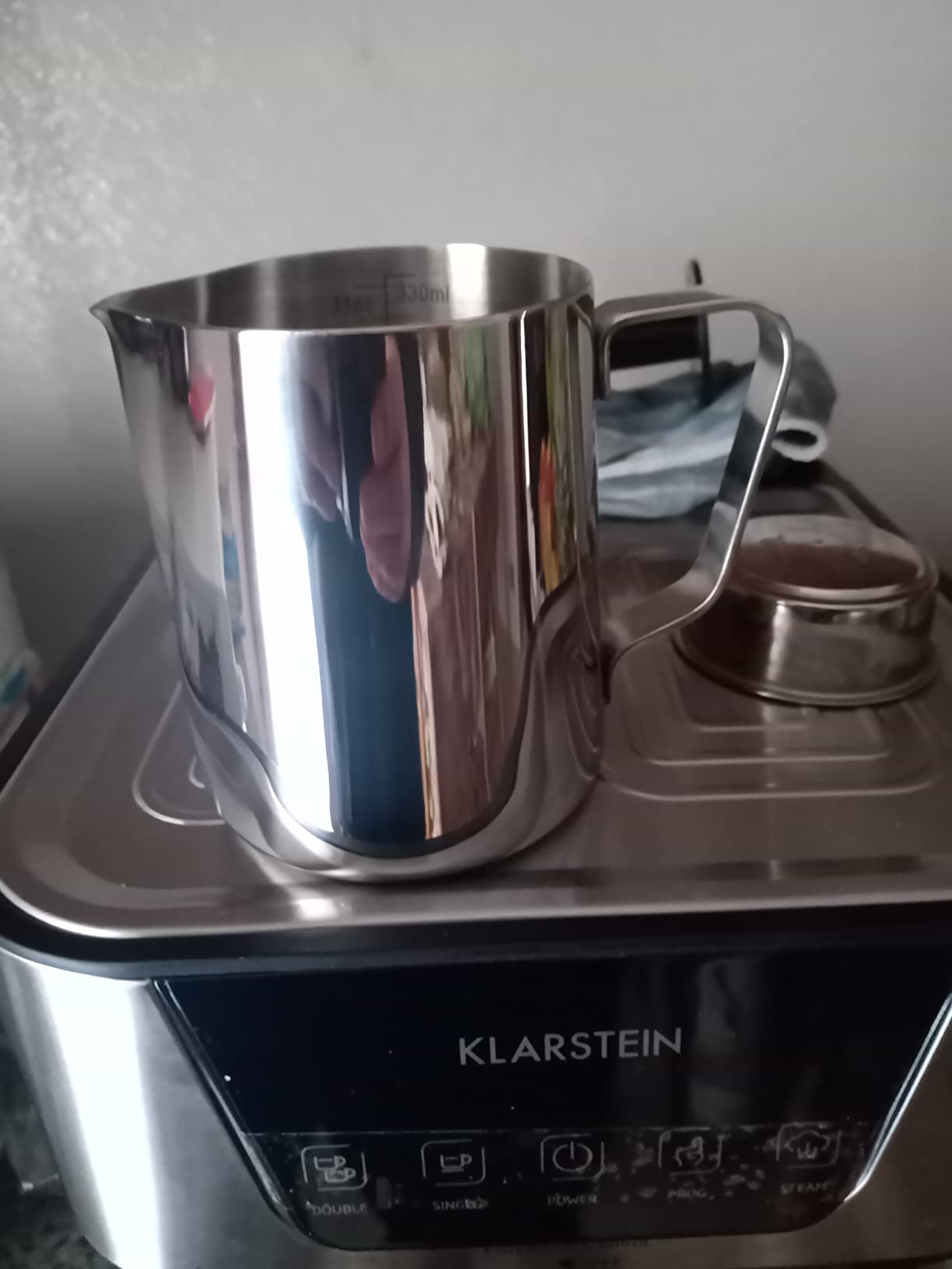 bonVIVO Muvo Lattiera Acciaio Inox 330 ml Argento Graduata