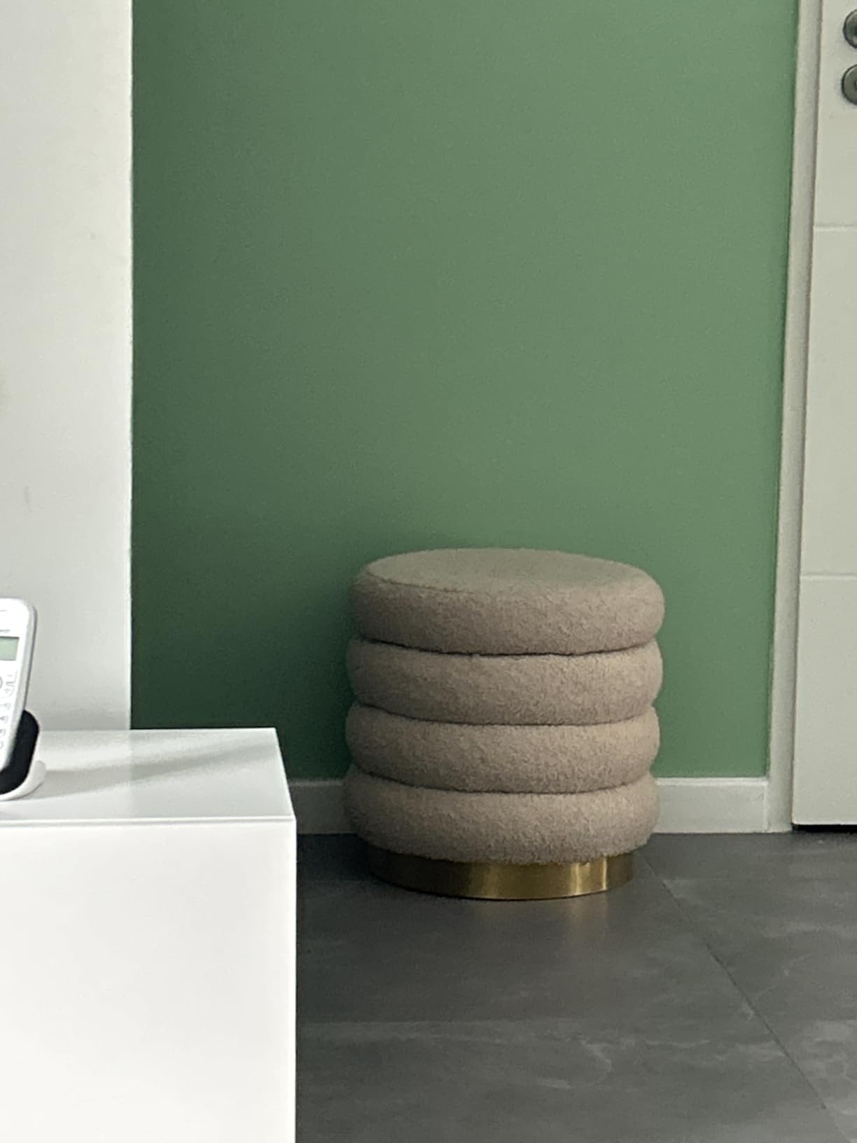 Baroni Home Pouf Poggiapiedi Clessidra Sherpa Beige 37x37x43