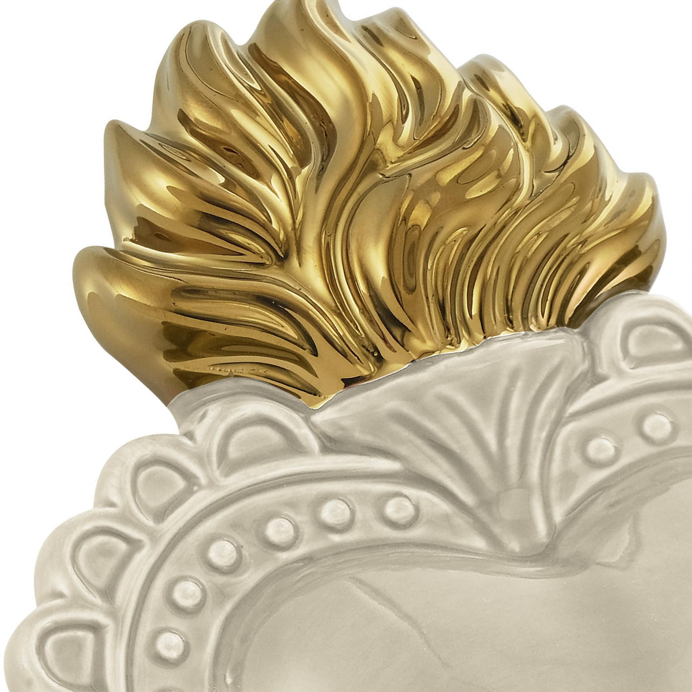 Baroni Home Cuore Sacro Ex-Voto Ceramica Panna 16x11 cm