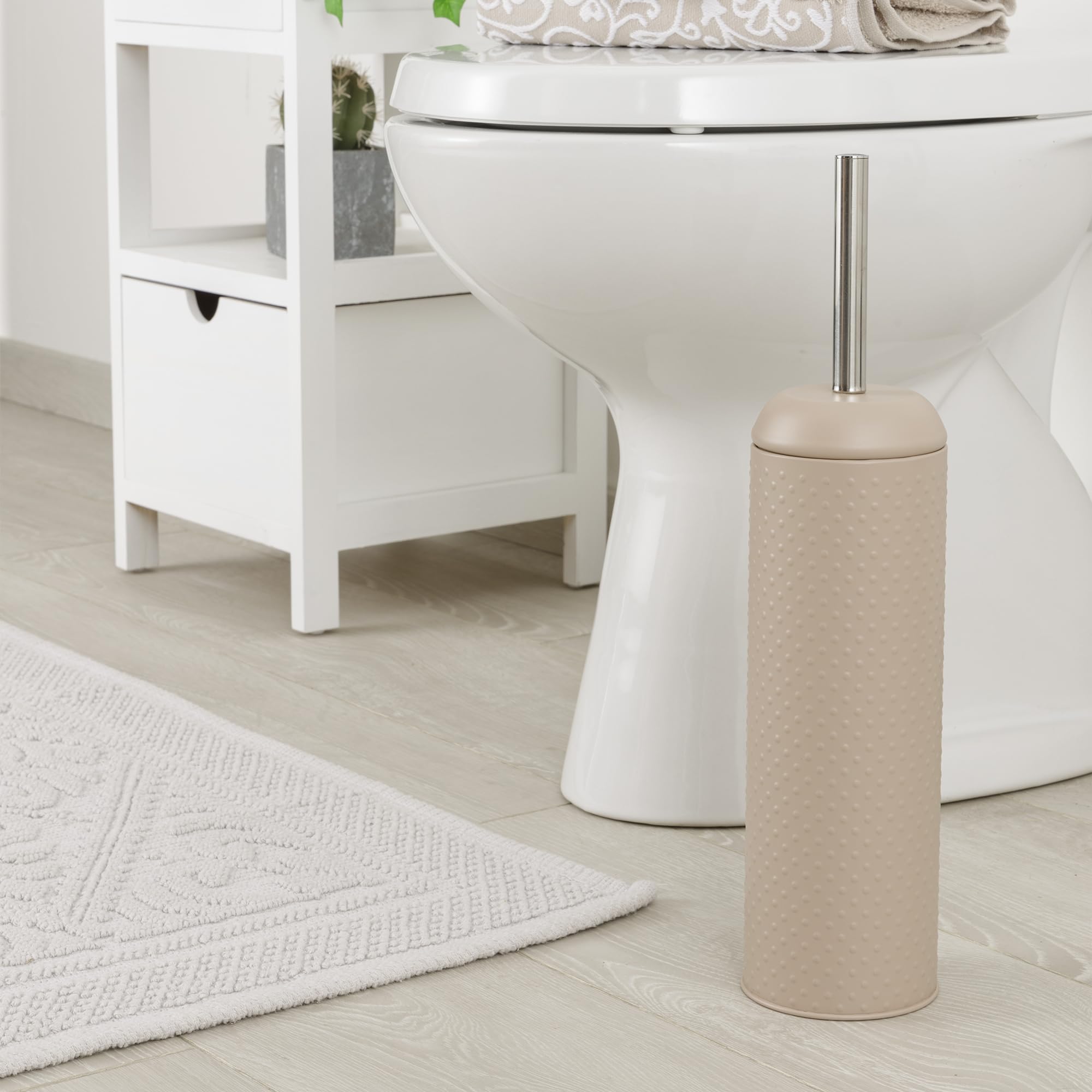 Baroni Home Dotty Portascopino Tortora Metallo con Scopino