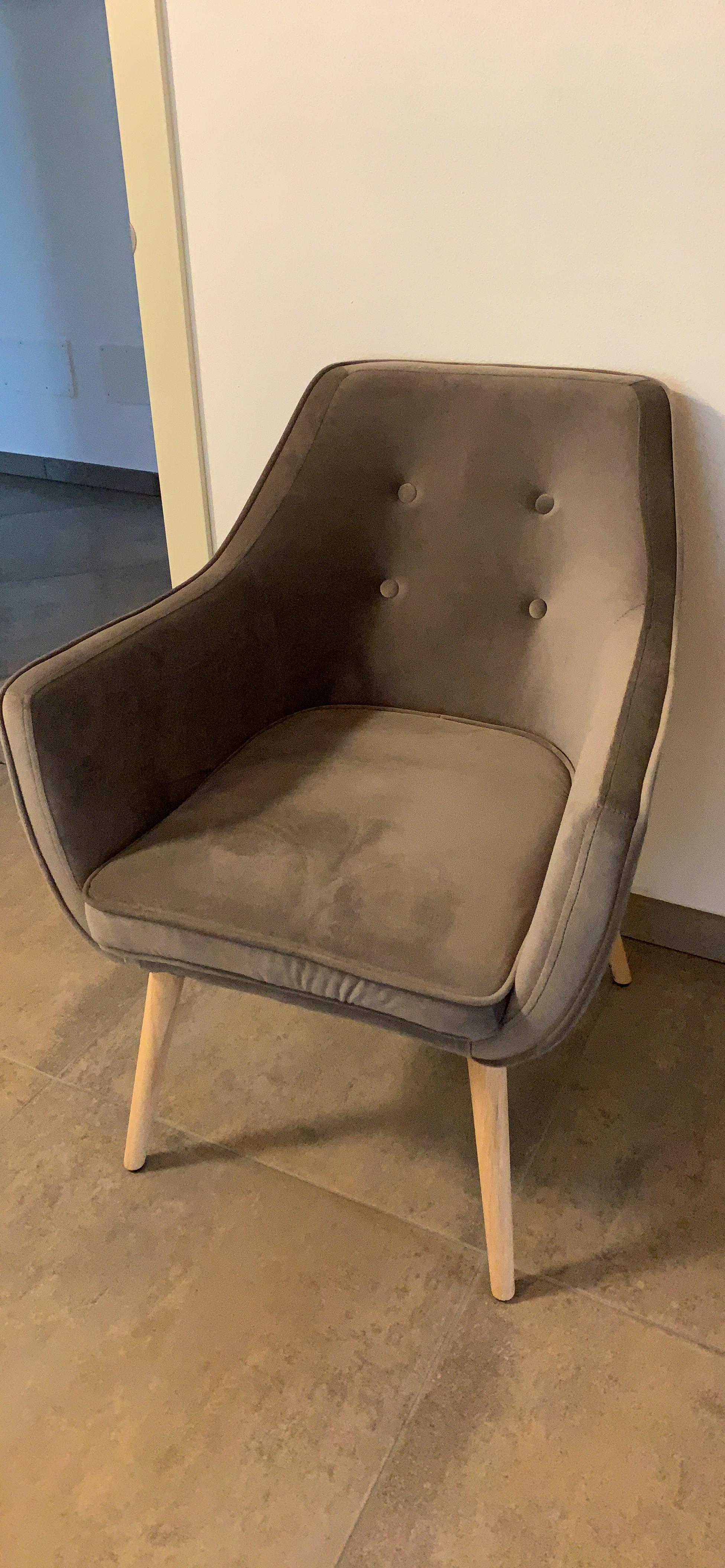 Baroni Montemaggi Poltrona Velluto Gambe Legno 65x65x85 cm