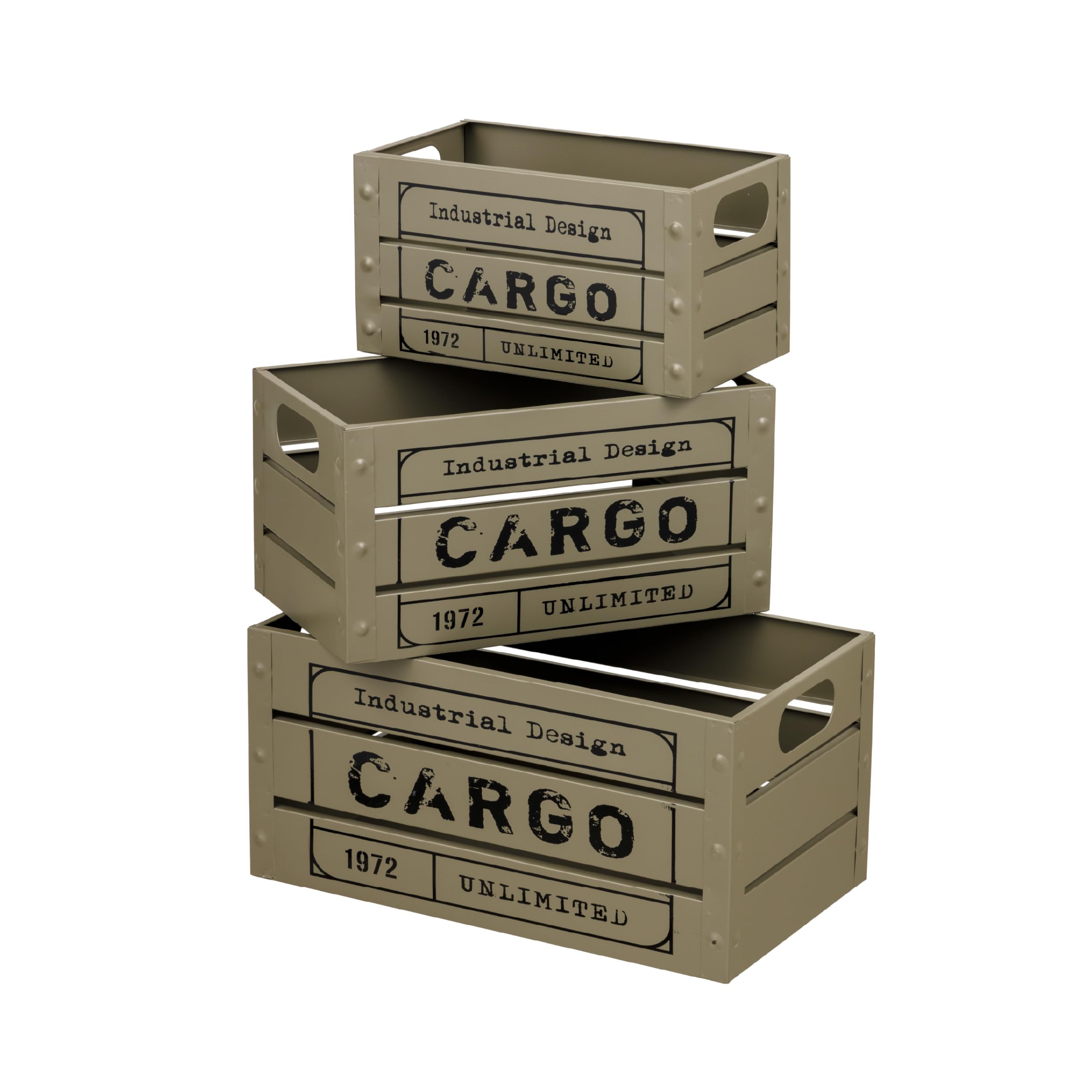 Baroni Home Cargo set 3 cassette metallo quadrate mattone