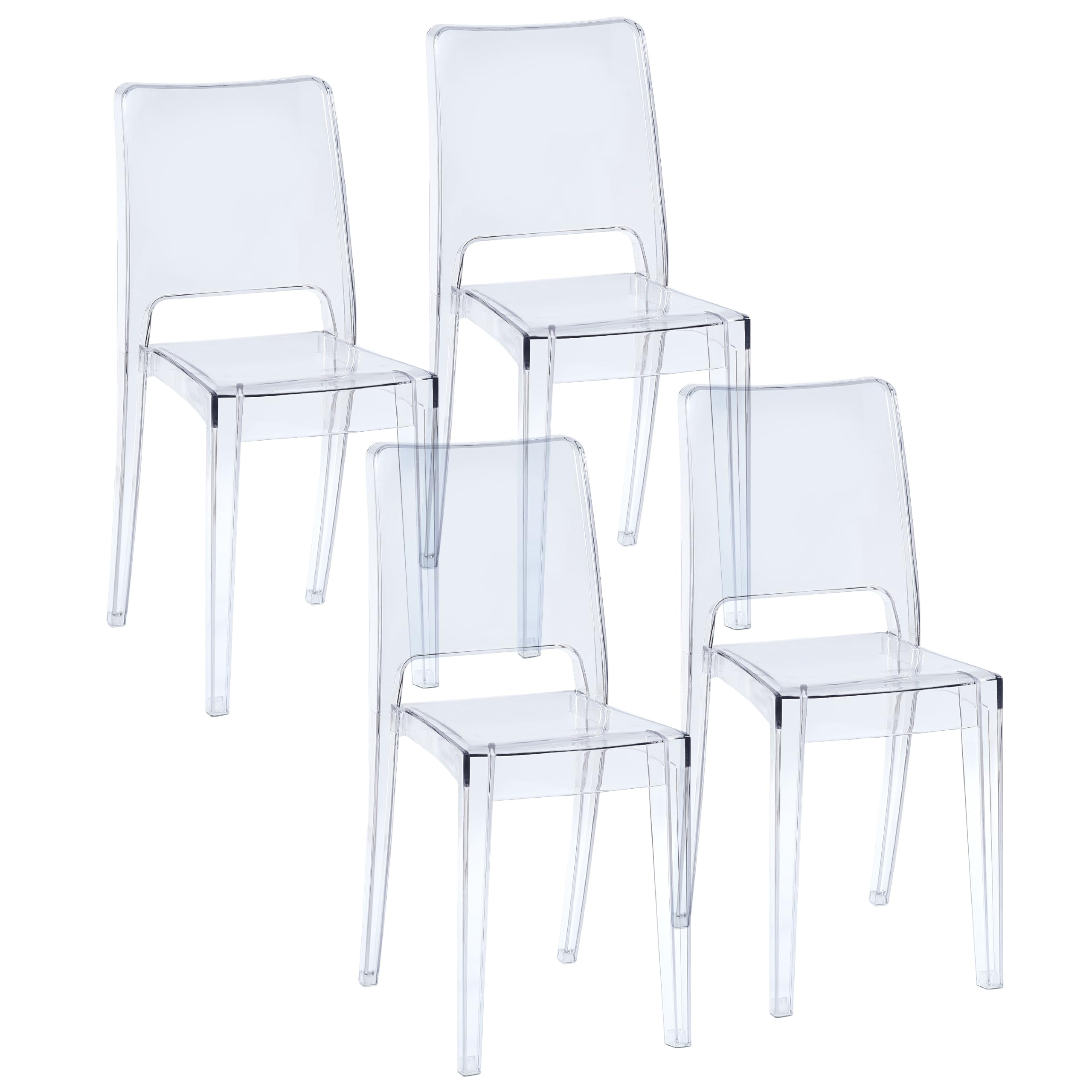 Baroni Home Set 4 Sedie Trasparenti Impilabili Trasparente
