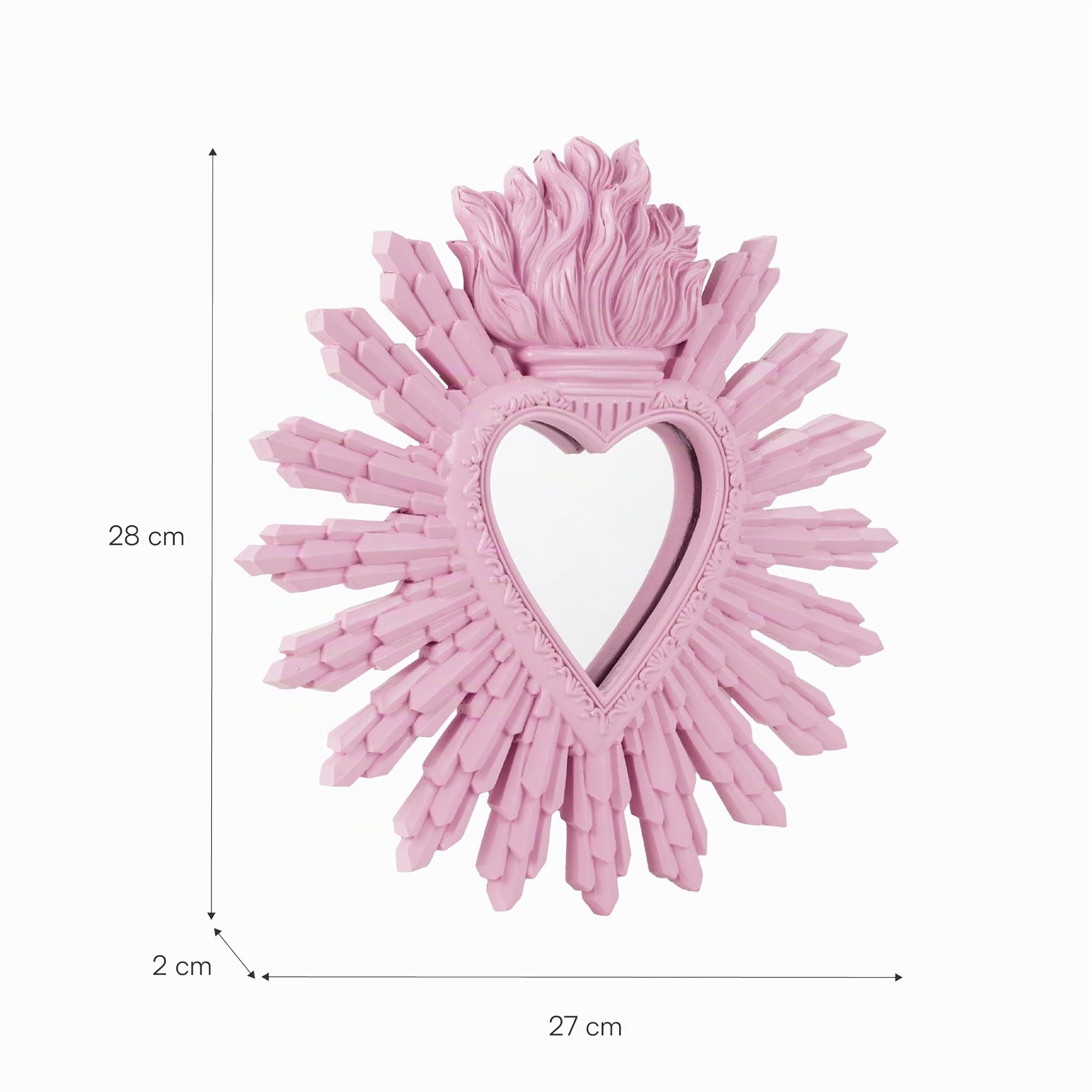 Baroni Home Ex Voto Cuore Specchio Parete Rosa resina