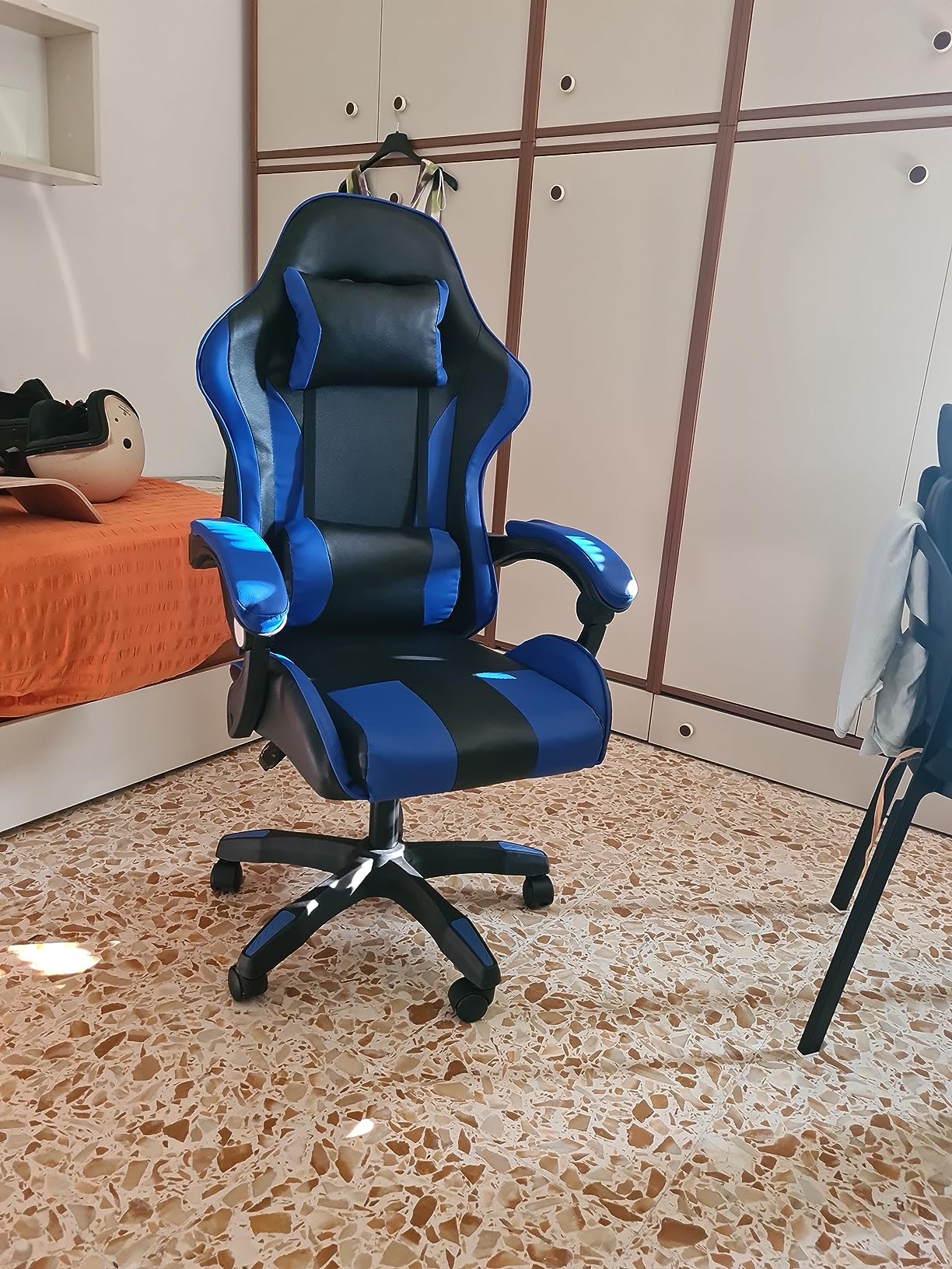 Baroni Home Sedia Gaming Ufficio Blu Ergonomica