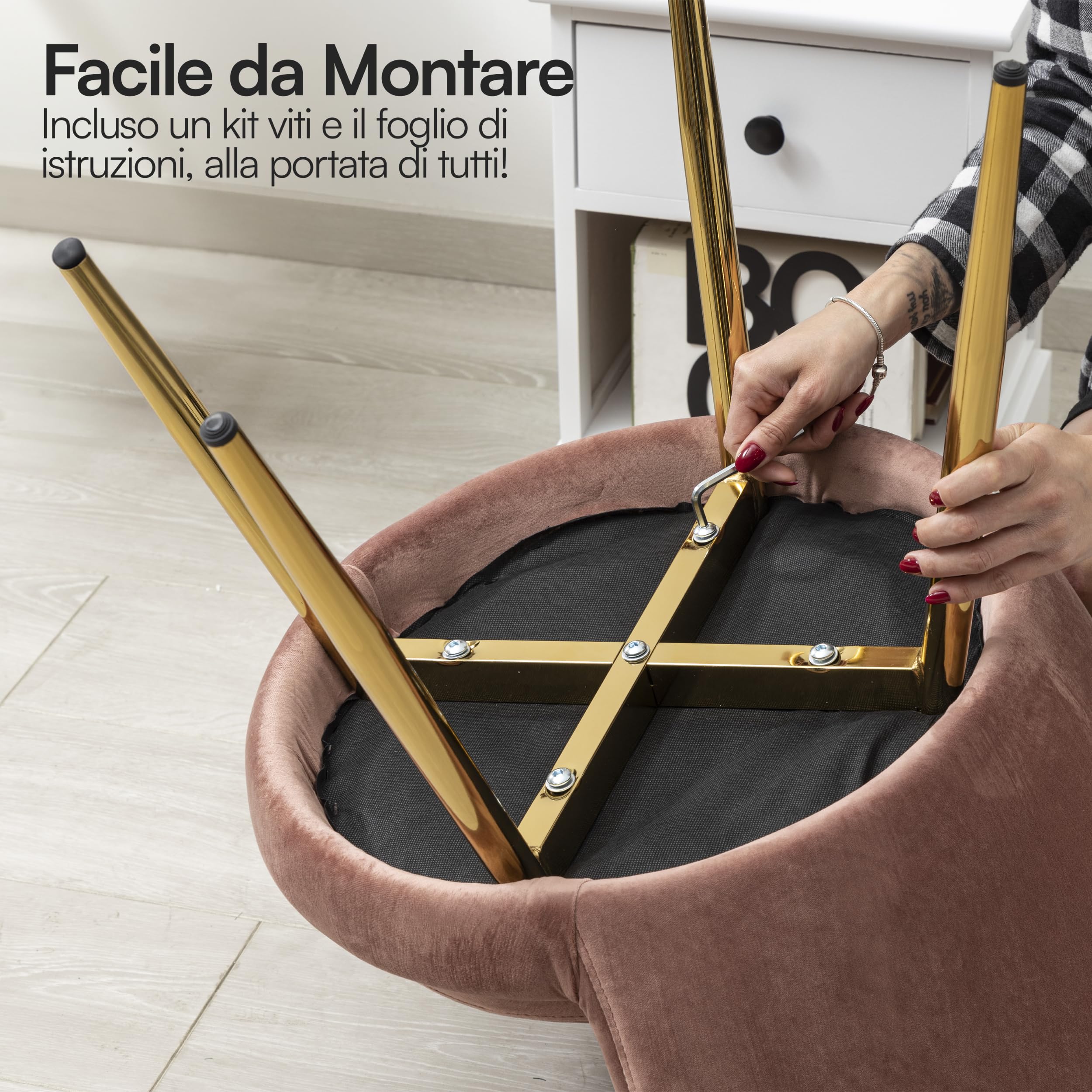 Baroni Home poltrona conchiglia velluto cipria 69x71x84 cm