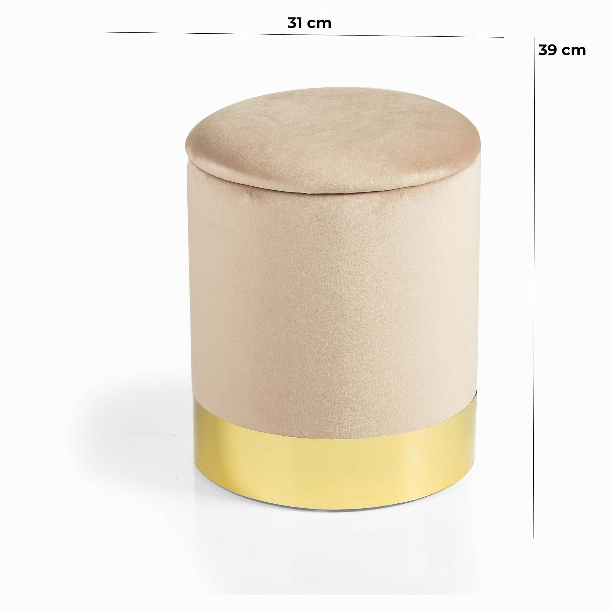 Baroni Home Pouf Contenitore Velluto Nocciola 31x31x39 cm
