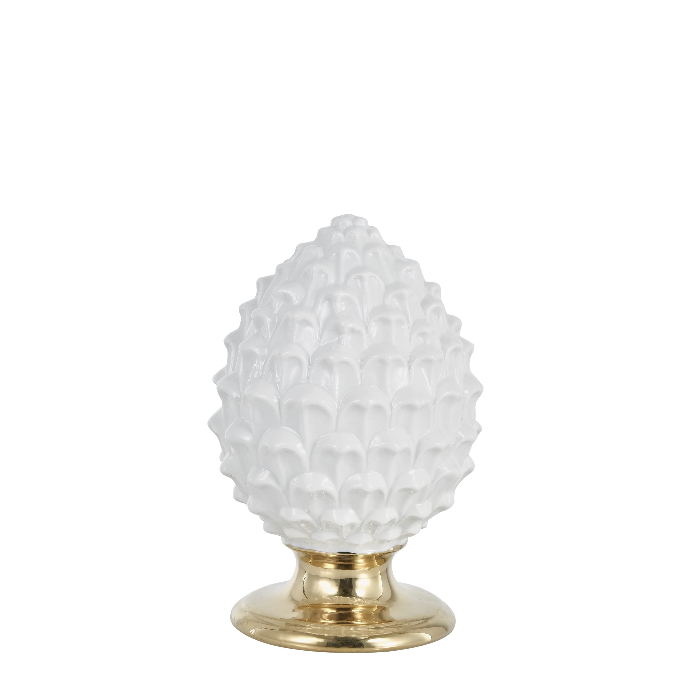 Baroni Home pigna siciliana porcellana bianco oro L 14x14x22 cm