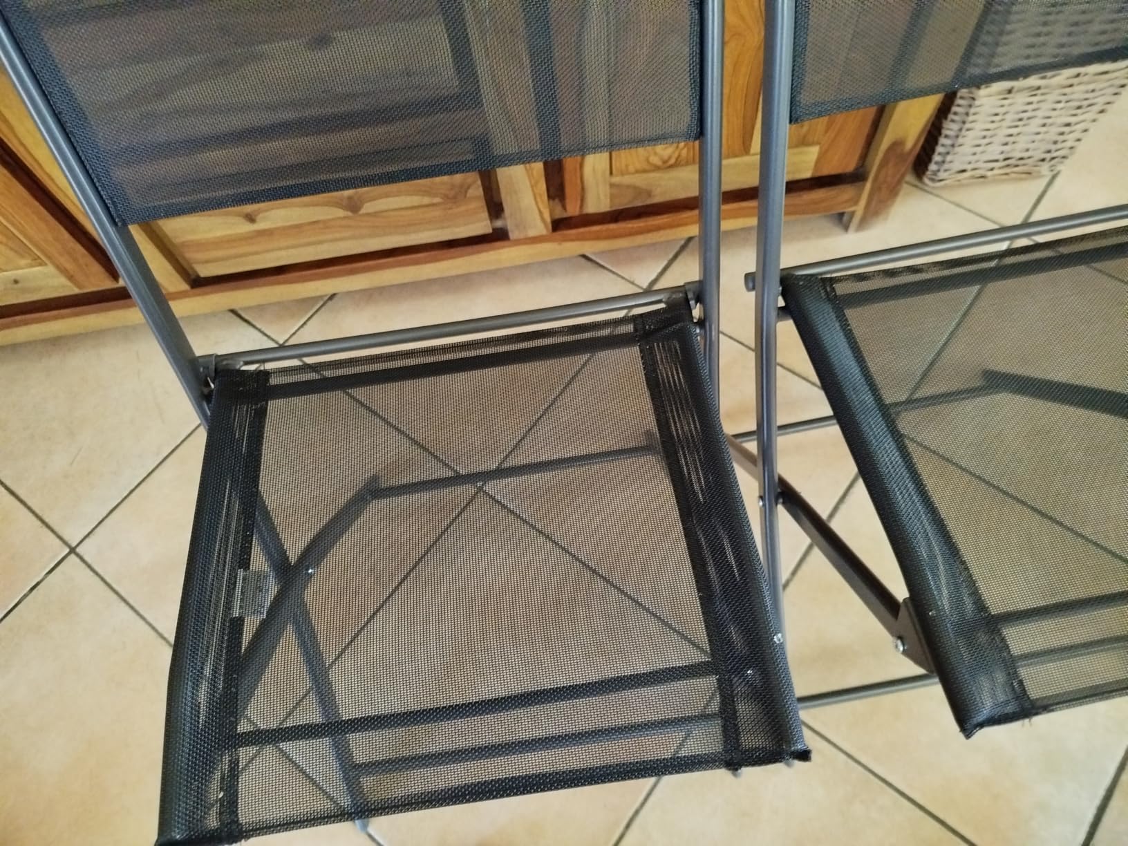Baroni Home Set 4 Sedie Pieghevoli Nere Impermeabili 45x45x80 cm