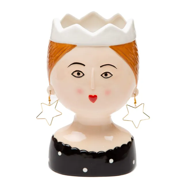 Baroni Home Girl Coroncina Bianca Vaso Ceramica 12x11x20 cm