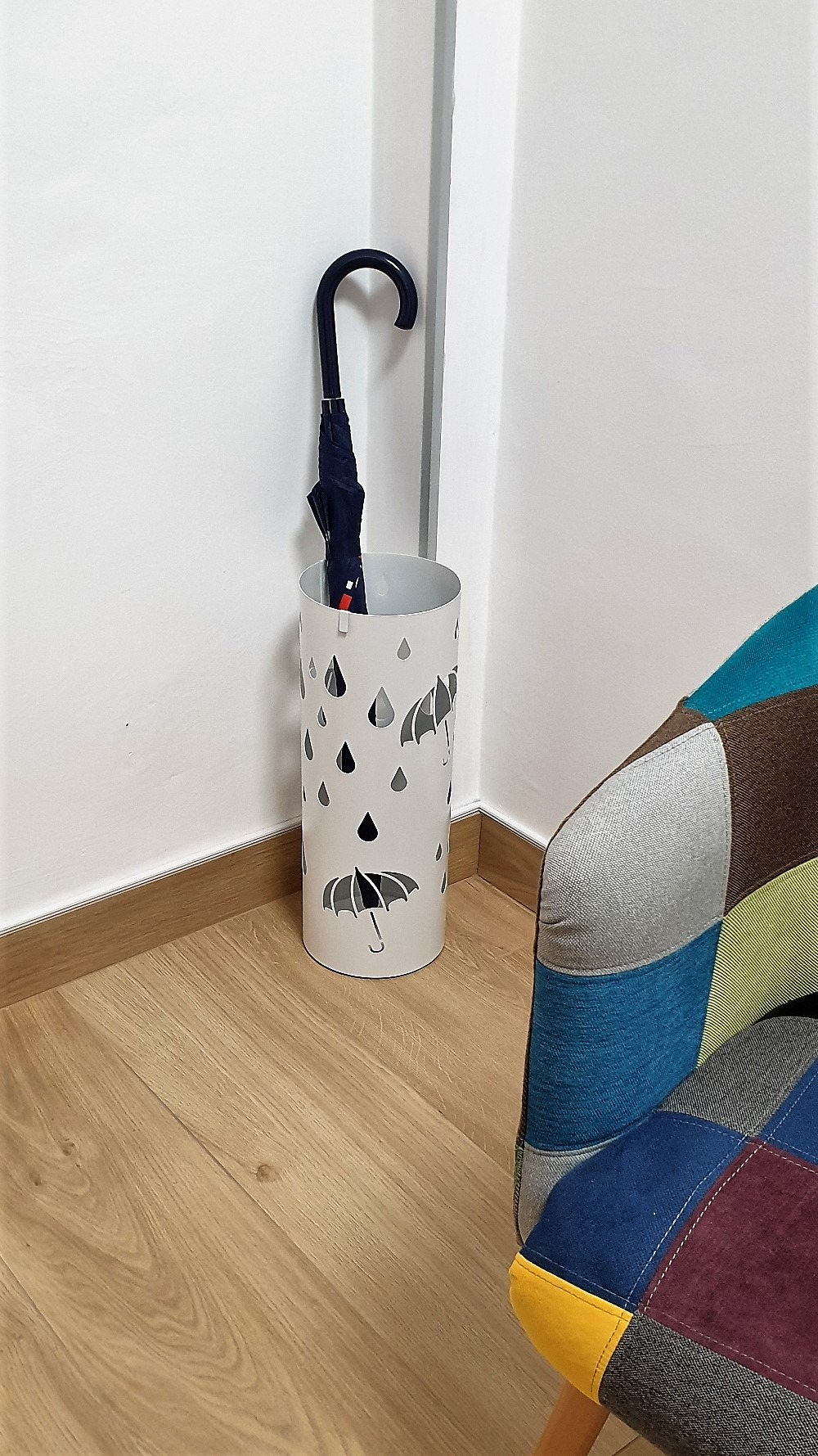 Baroni Home portaombrelli cilindrico pioggia metallo bianco