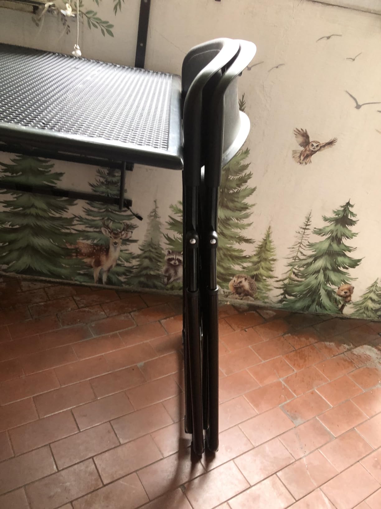 Baroni Home Sedia Pieghevole Acciaio Nera 74x43x49 cm