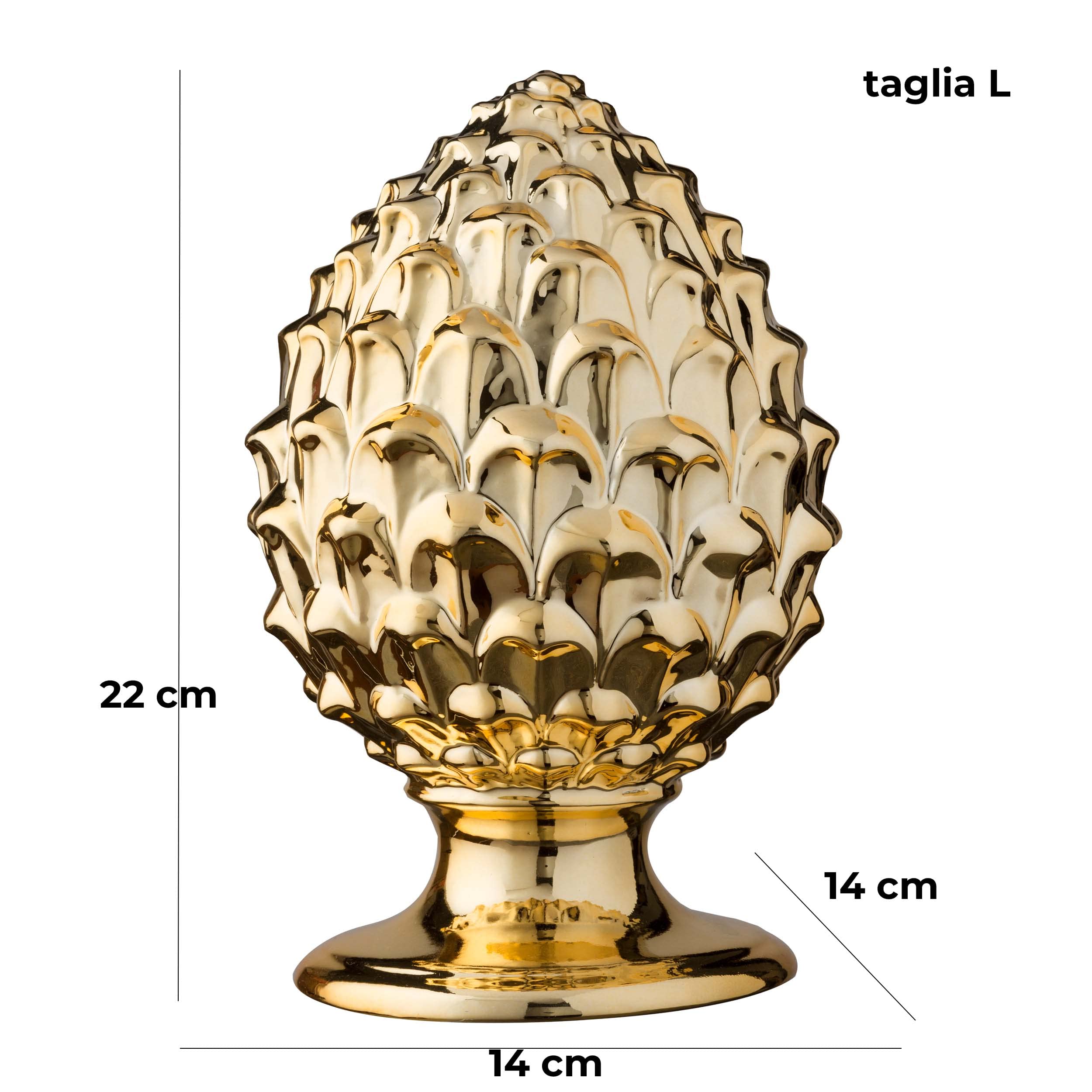 Baroni Home pigna siciliana porcellana oro L 14x14x22 cm