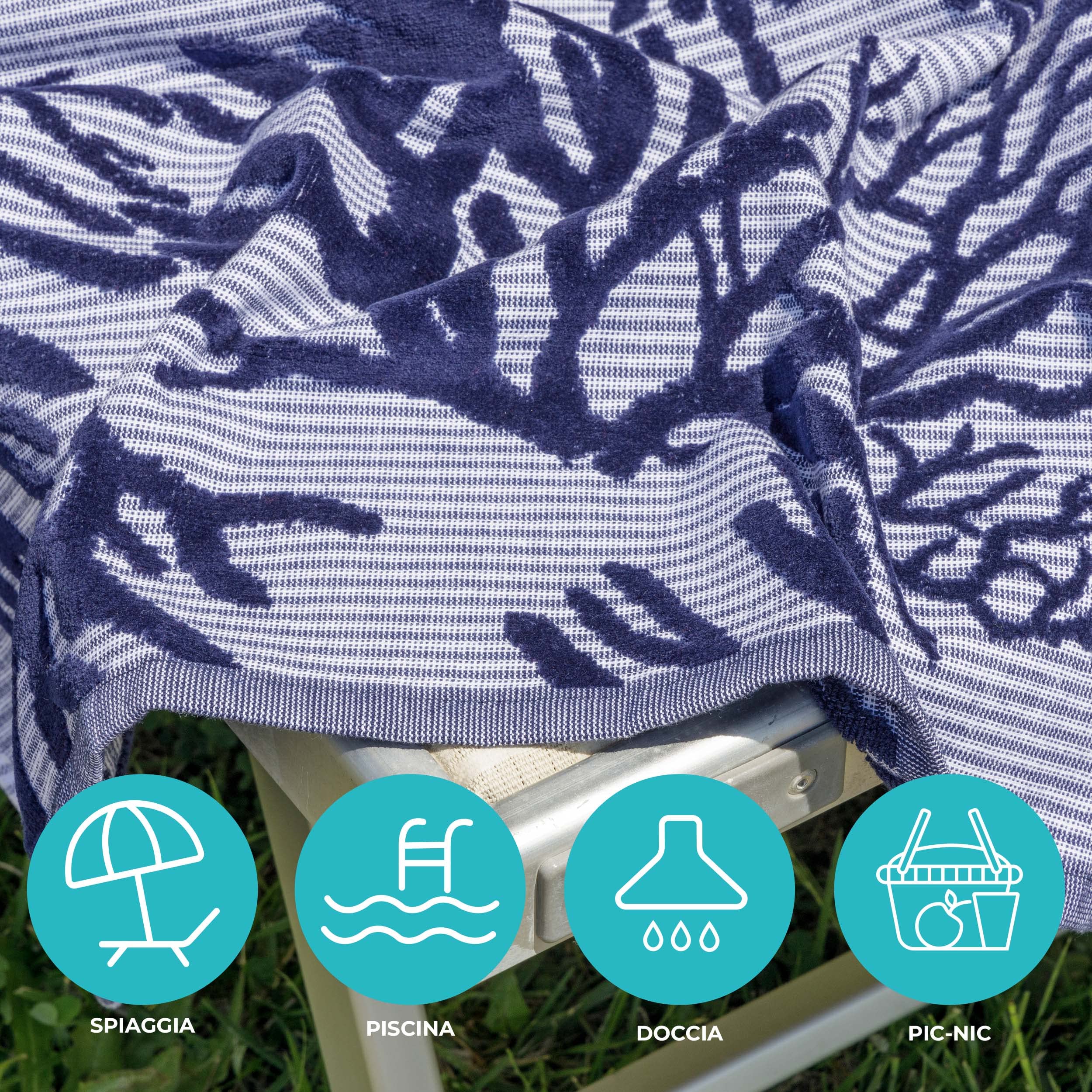 Baroni Home Telo Mare Jacquard Blu 90x160 cm Cotone