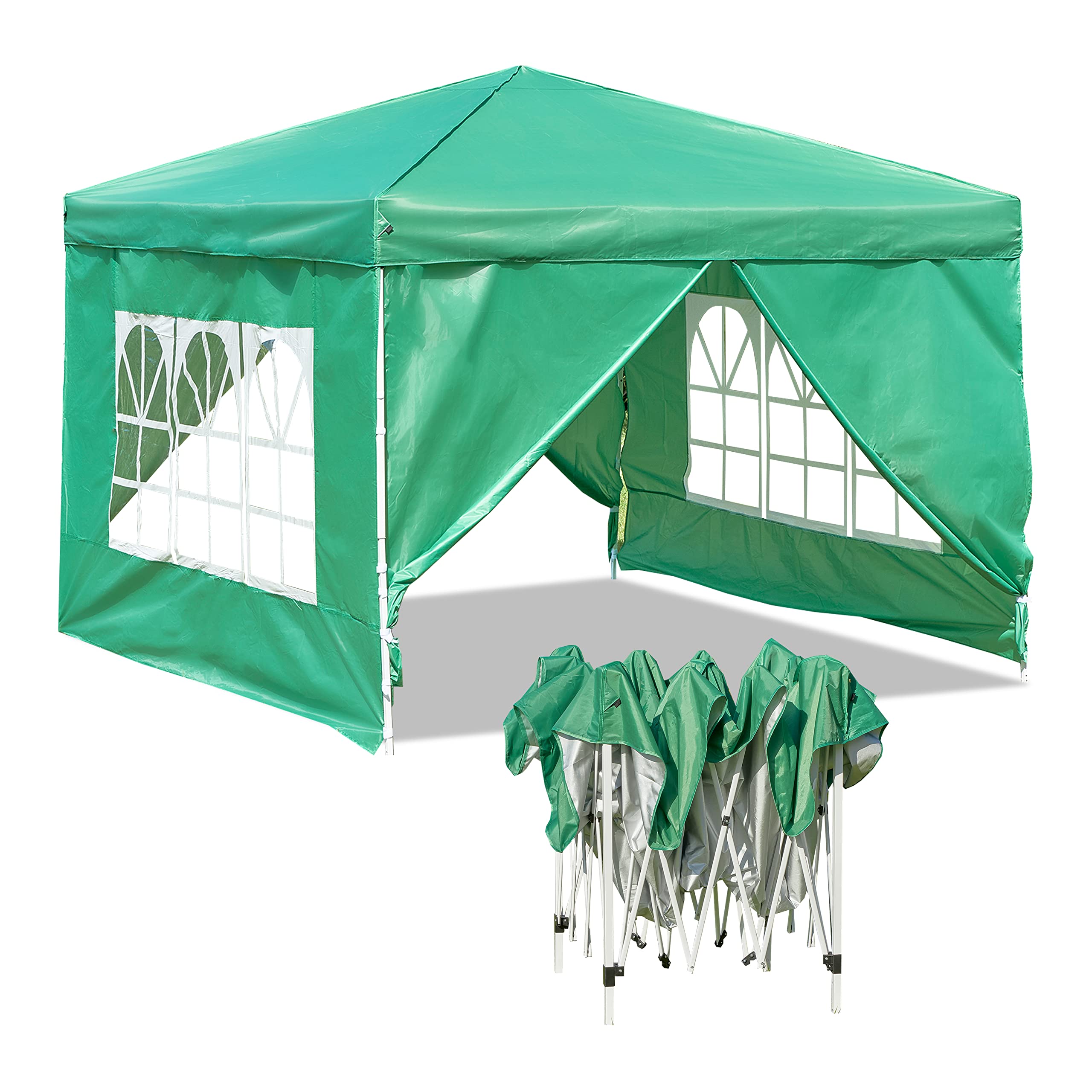 Baroni Home Gazebo 3x3 m Bianco Pieghevole con 4 Pareti