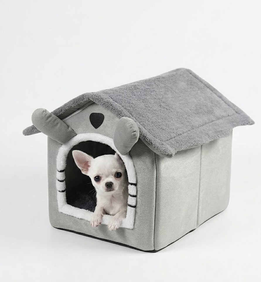 PetPlus cuccia grotta gatto grigia 45x37x40 cm morbida