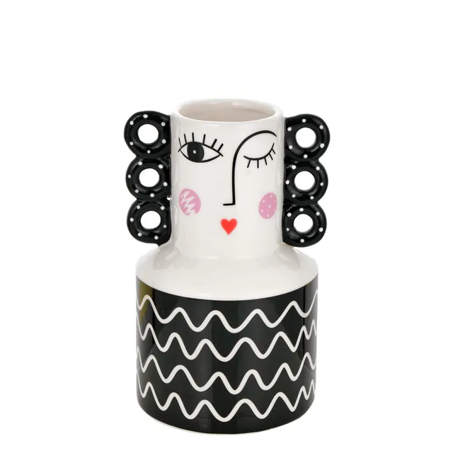 Baroni Home Vaso Pop in Ceramica Sei Manici Dipinto a Mano