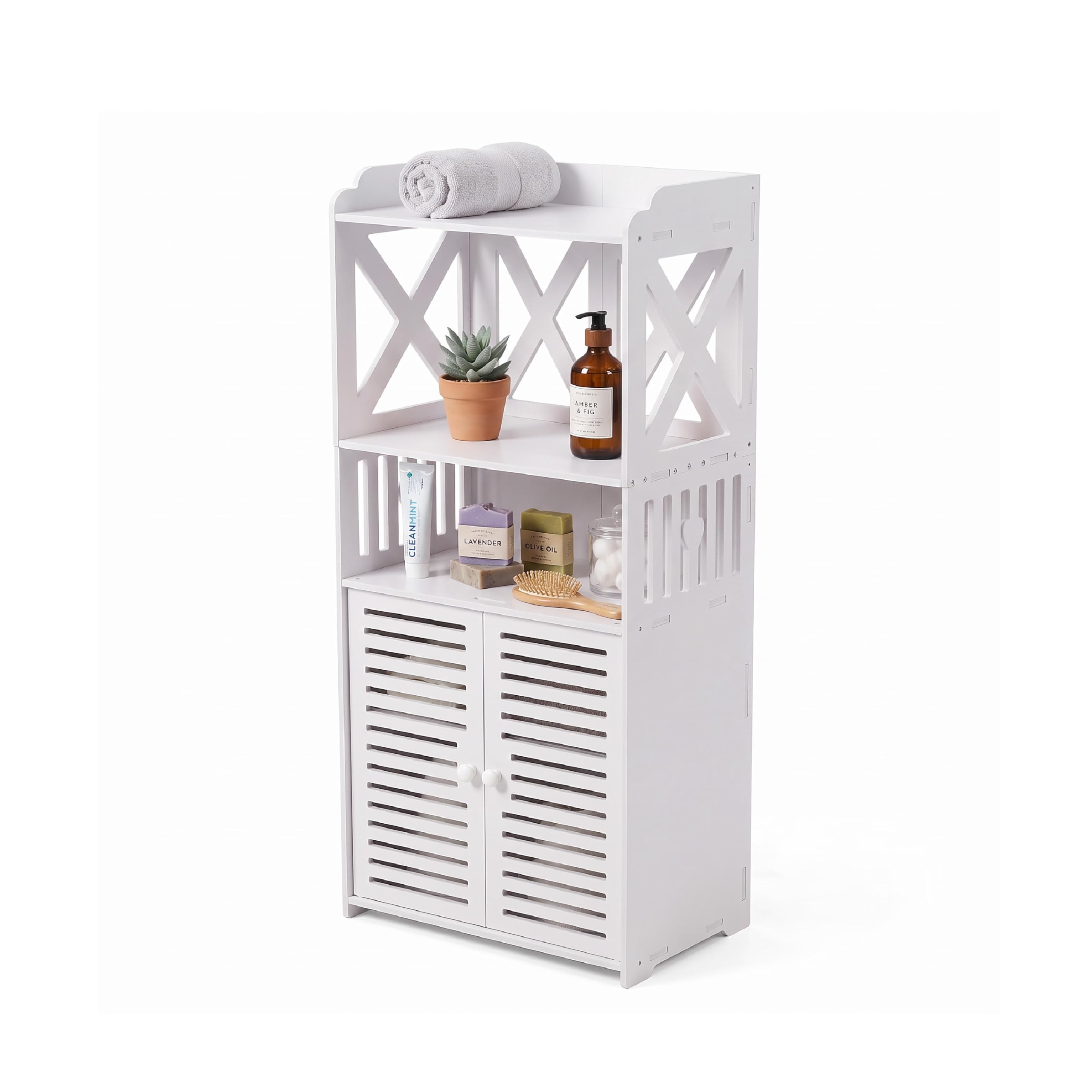 Baroni Home Mobiletto Bagno 2 Ante Alte 3 Ripiani 45x25x90 cm