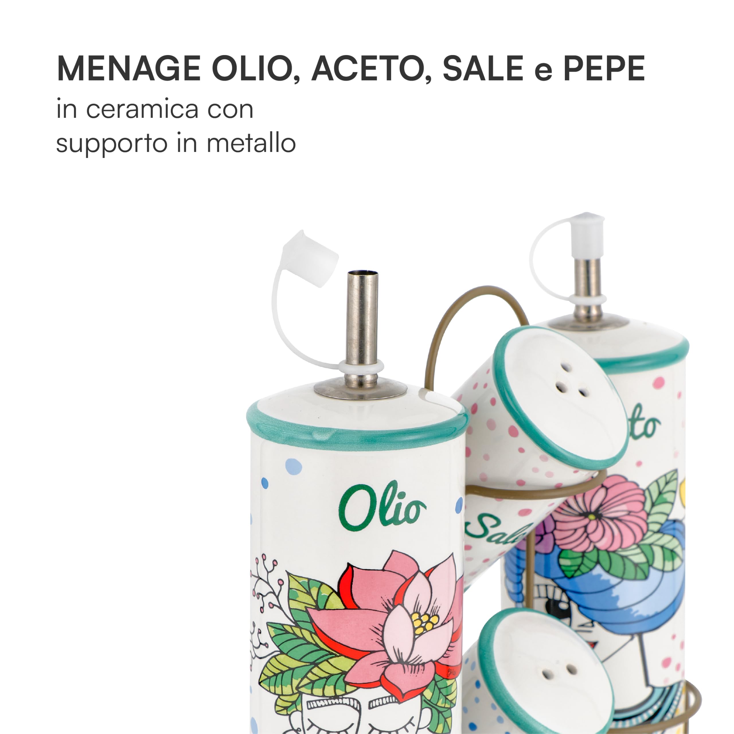 Baroni Stylish Menage Ceramica Olio Aceto Sale Pepe 350 ml