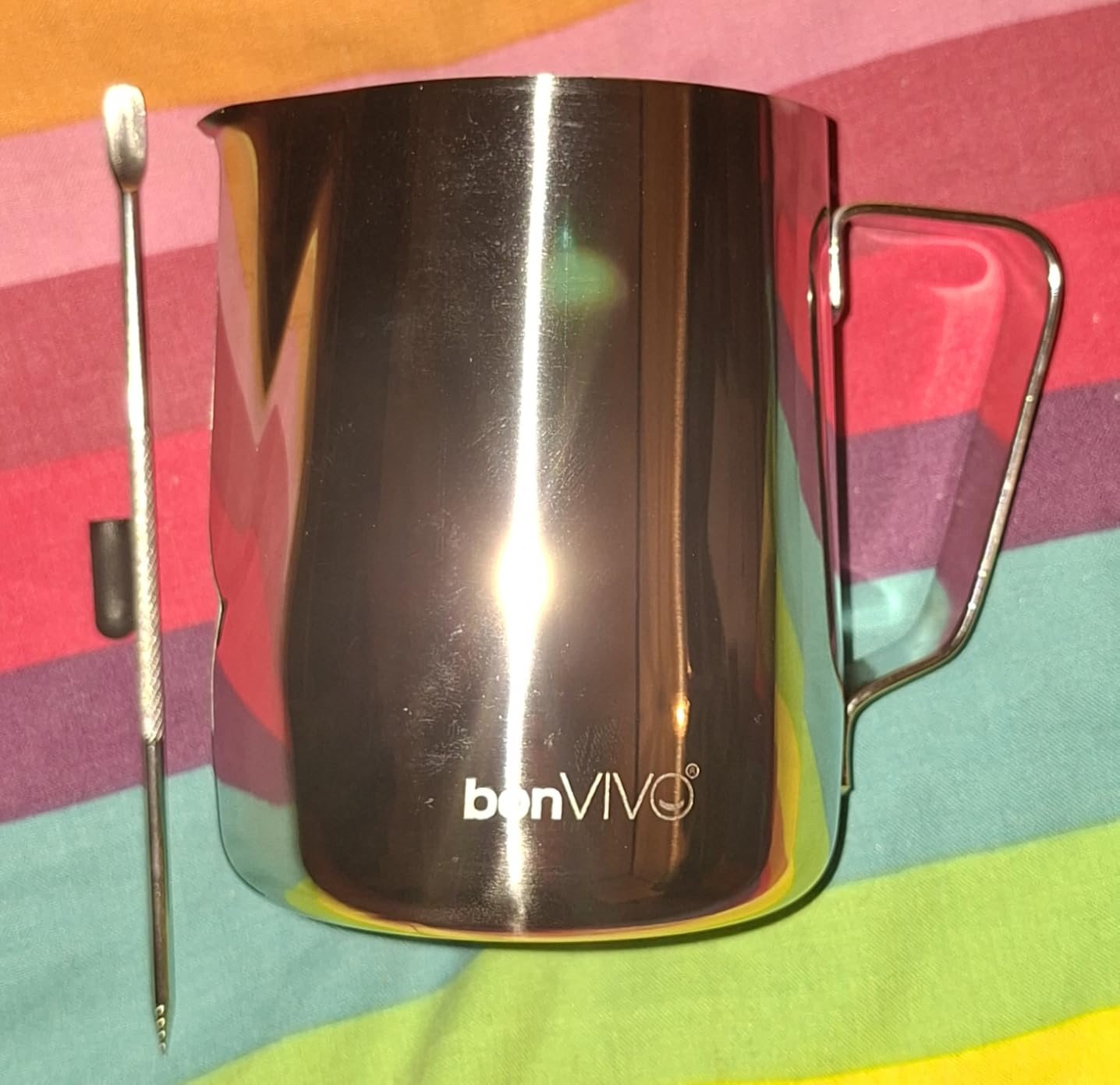 bonVIVO Muvo Lattiera Acciaio Inox 330 ml Argento Graduata