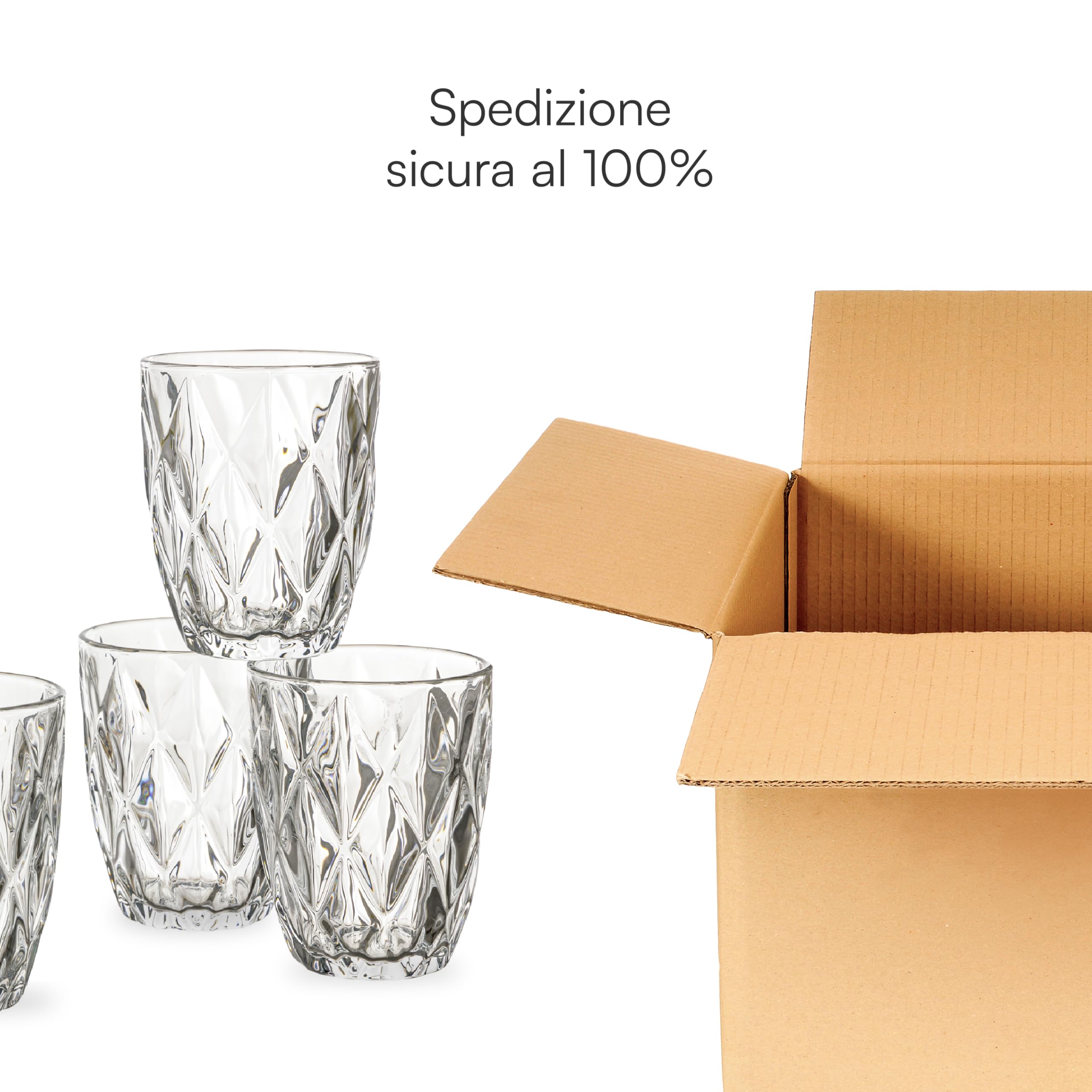 Baroni Home Rombi Grandi bicchieri vetro 30 cl 6 pezzi