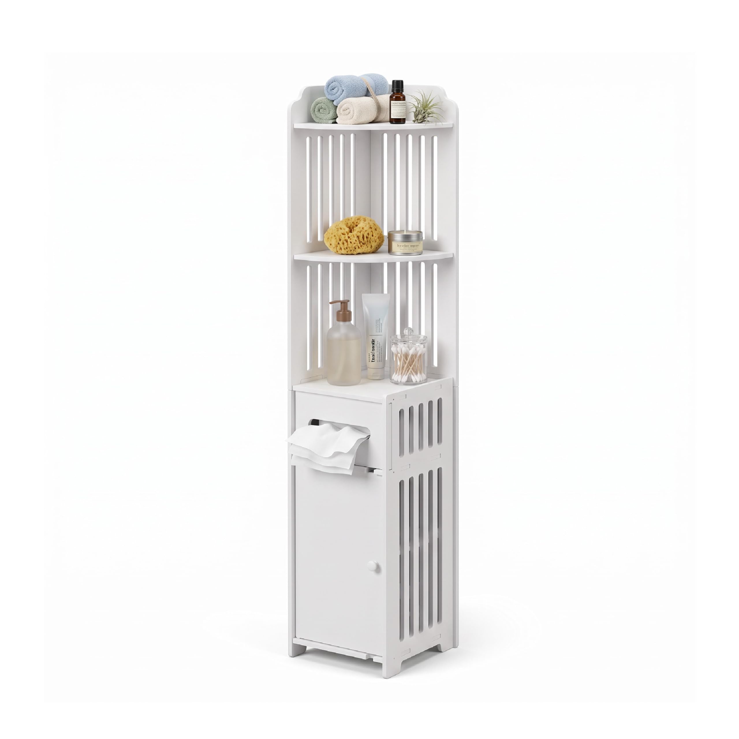 Baroni Home Colonna Angolare Bagno 1 Anta 1 Cassetto 22x22x120 cm