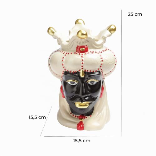 Baroni Re Volto Scuro testa di moro vaso ceramica 25 cm